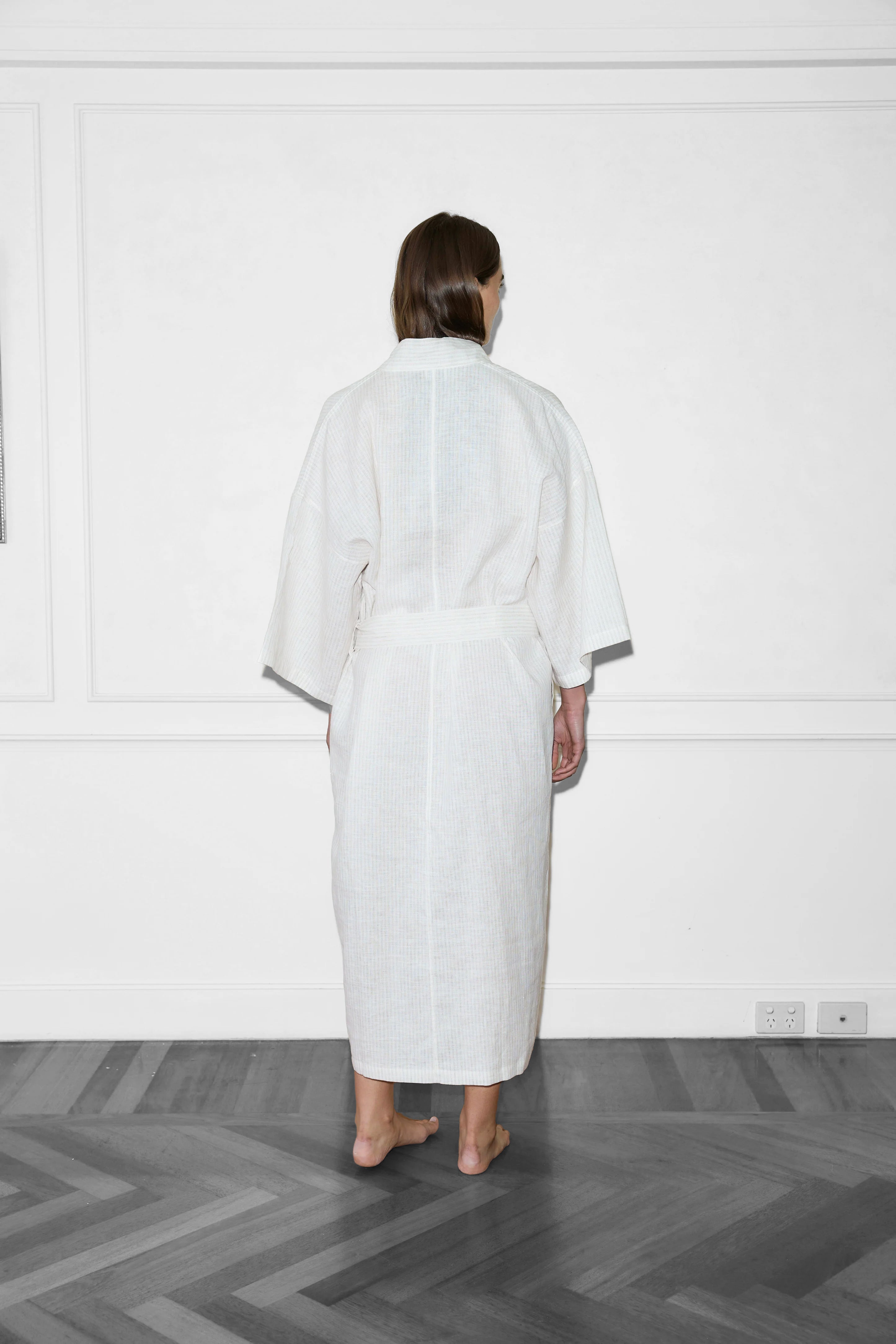 02 Robe in Linen Story Stripe by Deiji Studios