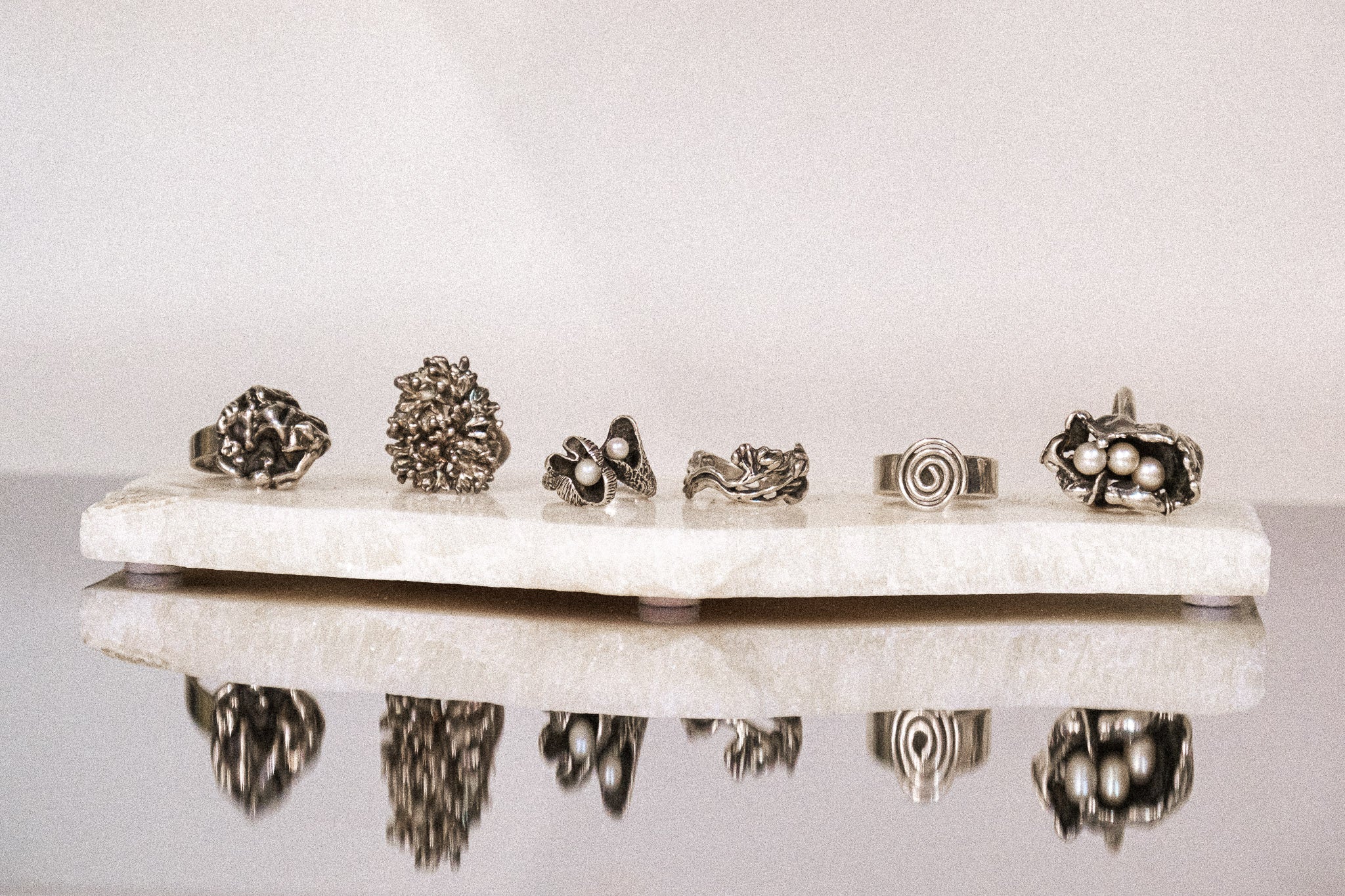 Vintage Sterling Silver Triple Pearl Ring