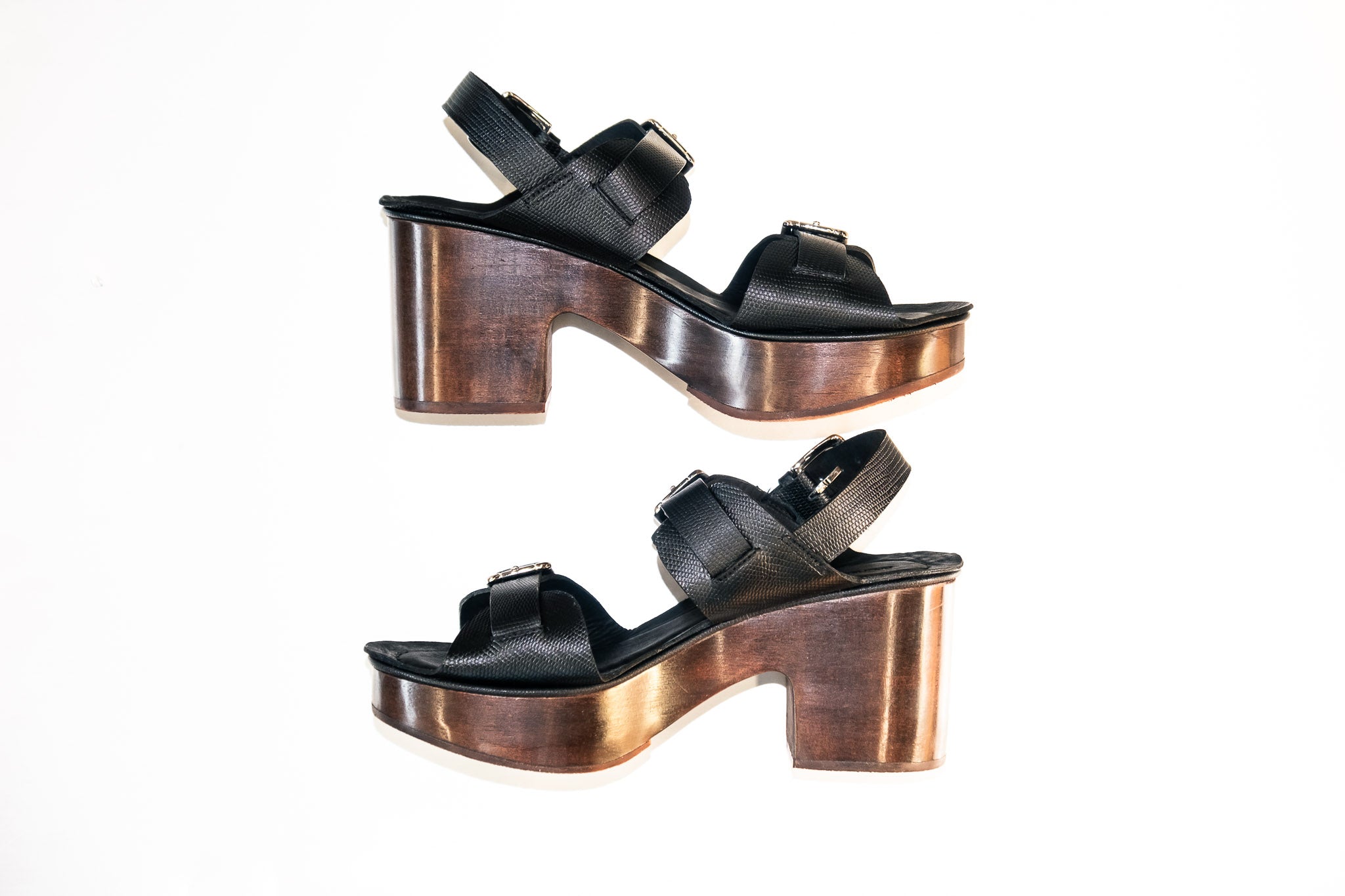 Richi Sandal Clog in Embossed Black
