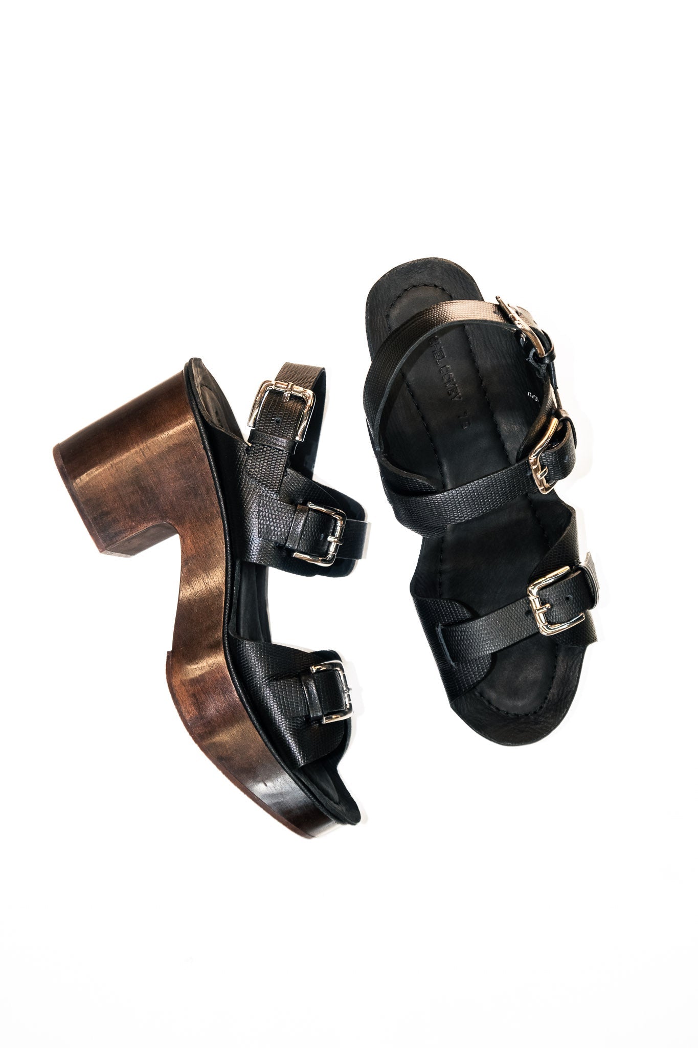 Richi Sandal Clog in Embossed Black