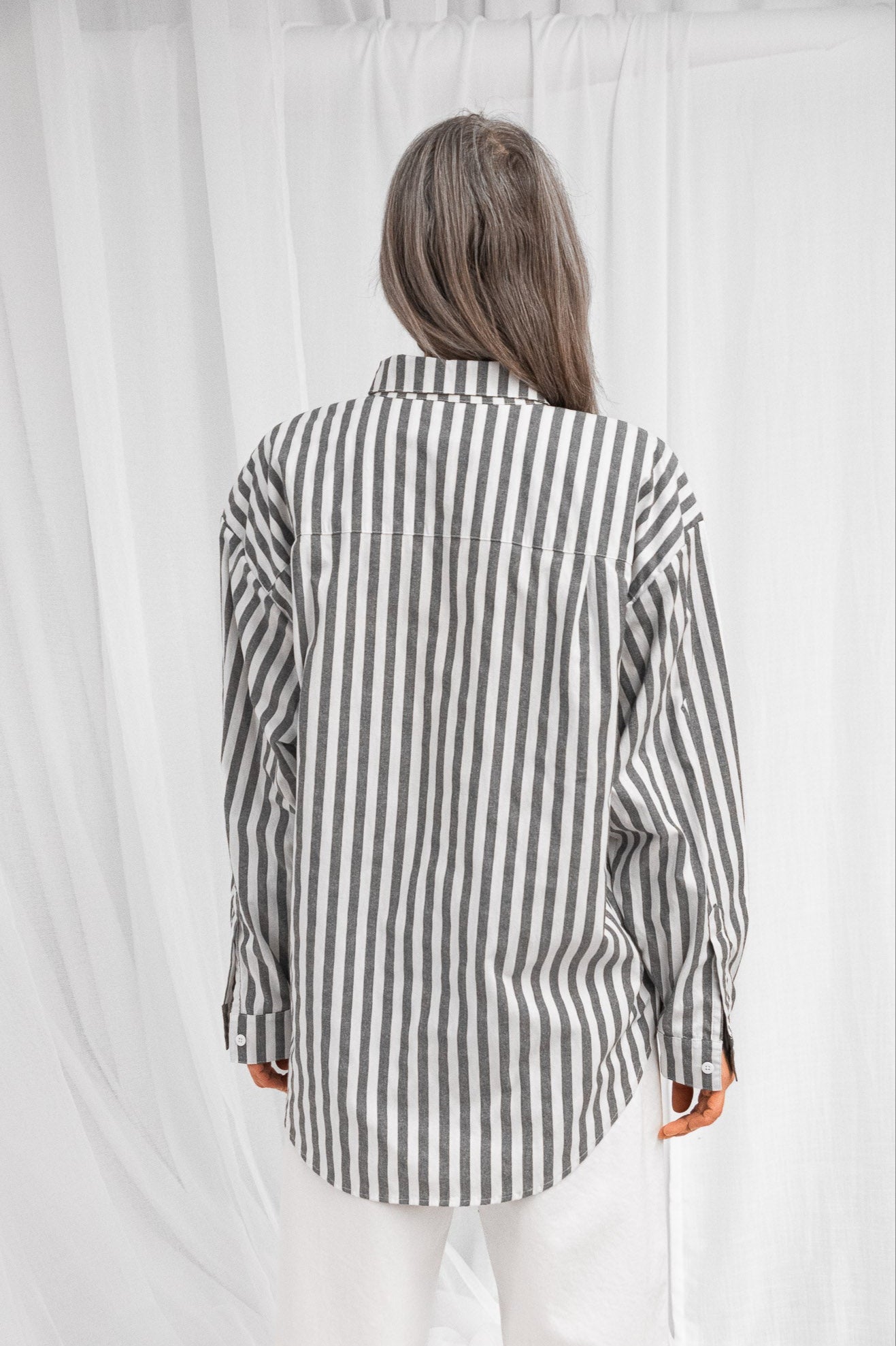 Alberta Shirt in Slate Bold Stripe