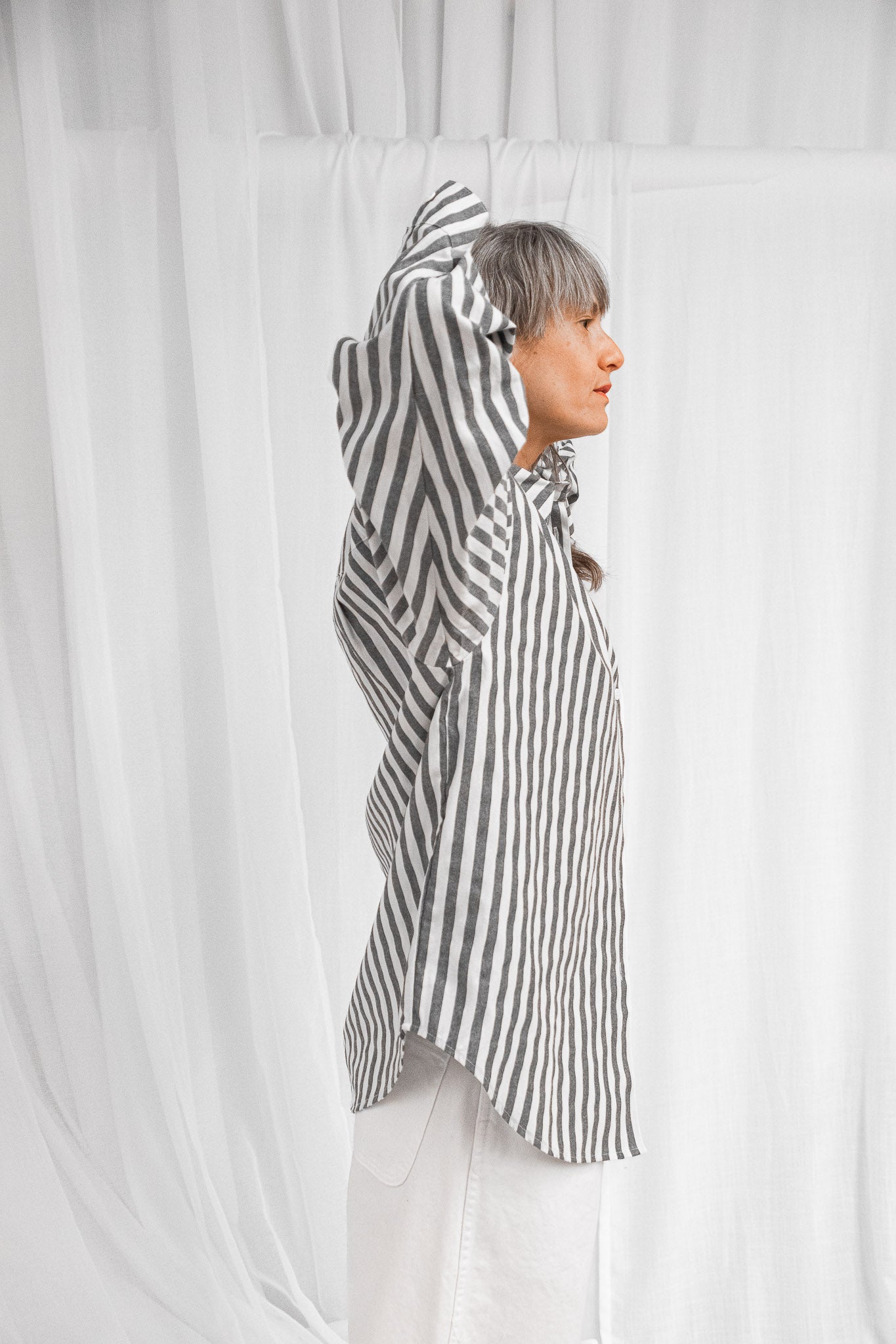 Alberta Shirt in Slate Bold Stripe