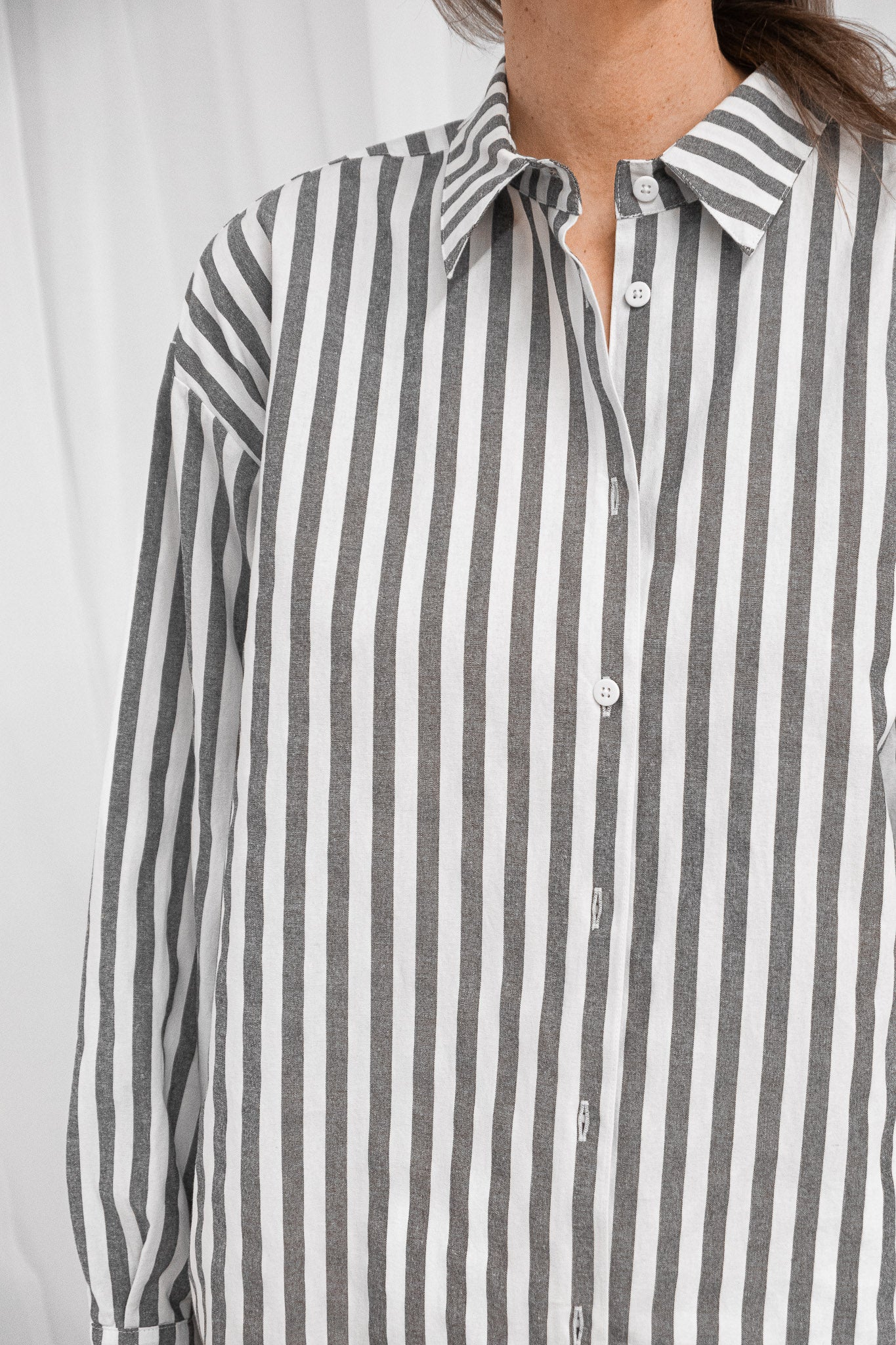 Alberta Shirt in Slate Bold Stripe