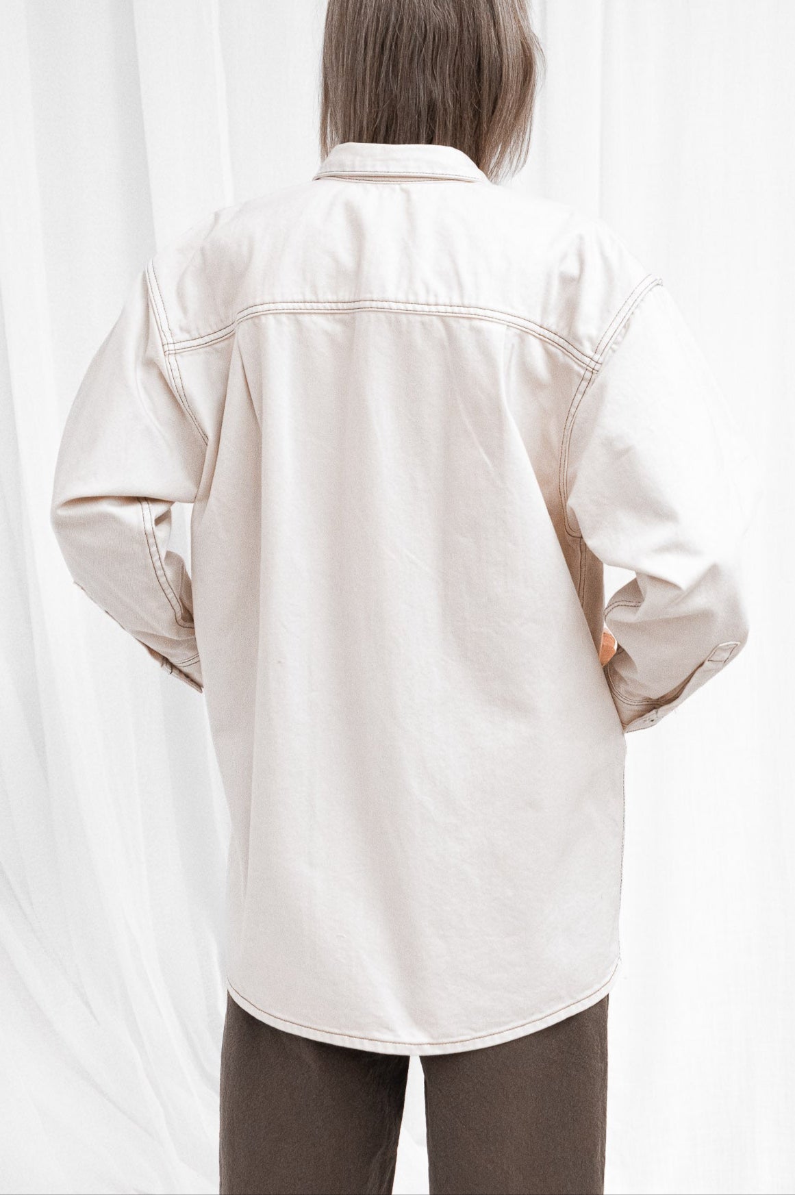 Okuda Jacket in Natural with Slate Stitch