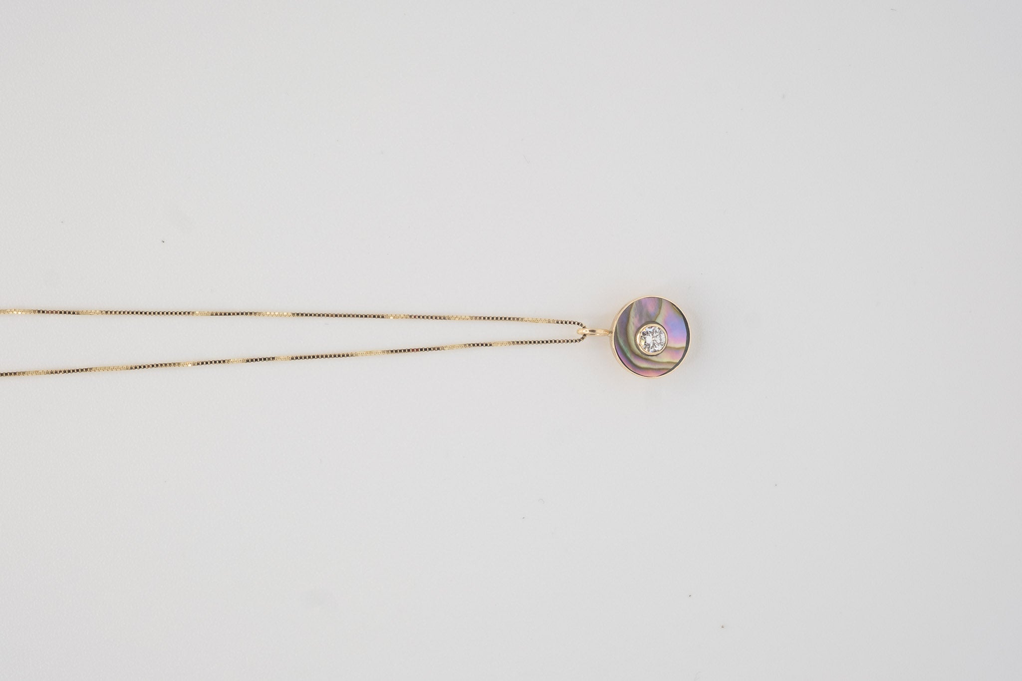 Cerclen Necklace in 14k, Abalone & Diamond