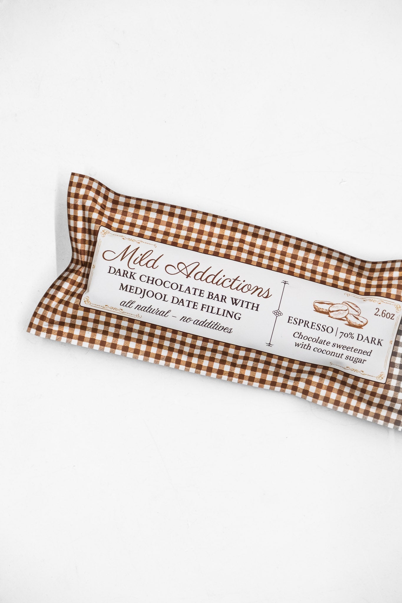 Dark Chocolate Bar w Espresso & Medjool Date Center : 2.6oz