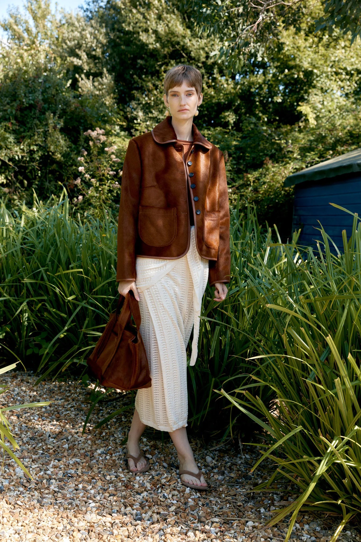 Hair on Hide Leather Ada Jacket in Chestnut