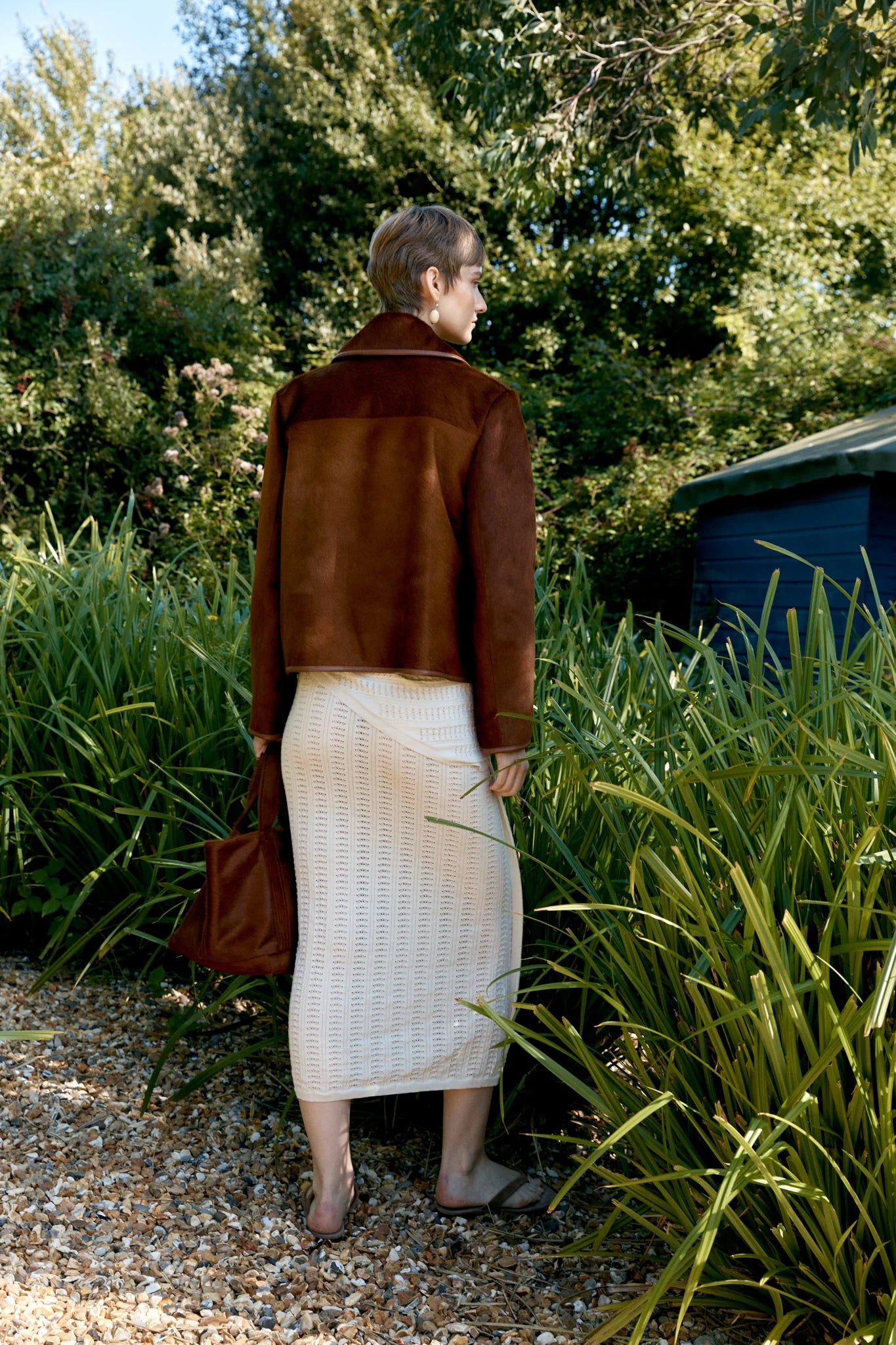 Hair on Hide Leather Ada Jacket in Chestnut