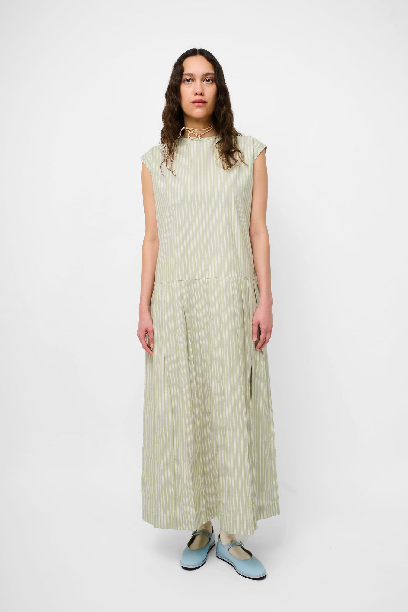 Isabella Dress in Mint & Ecru BY CAWLEY