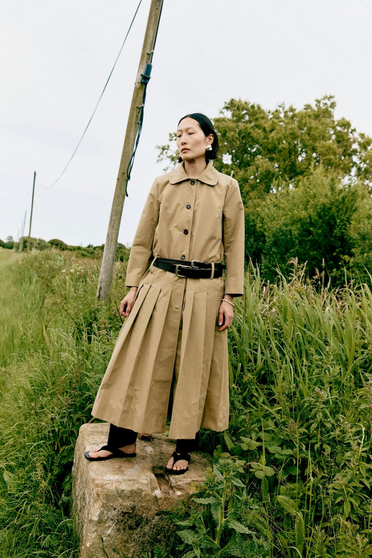 British Cotton Gabardine Willow Coat in Olive