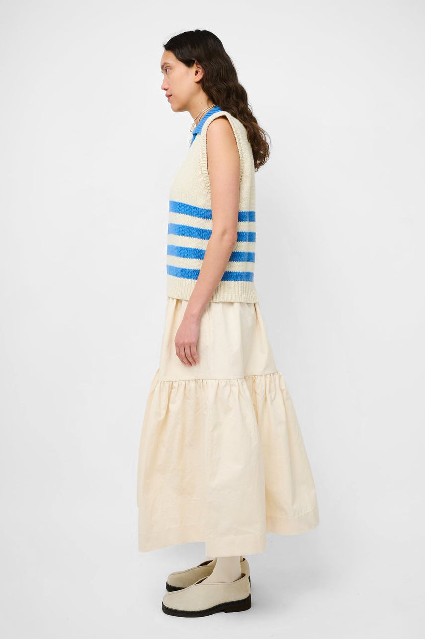 Textured Collar Vest in Ivory & Hyacinth by Cawley