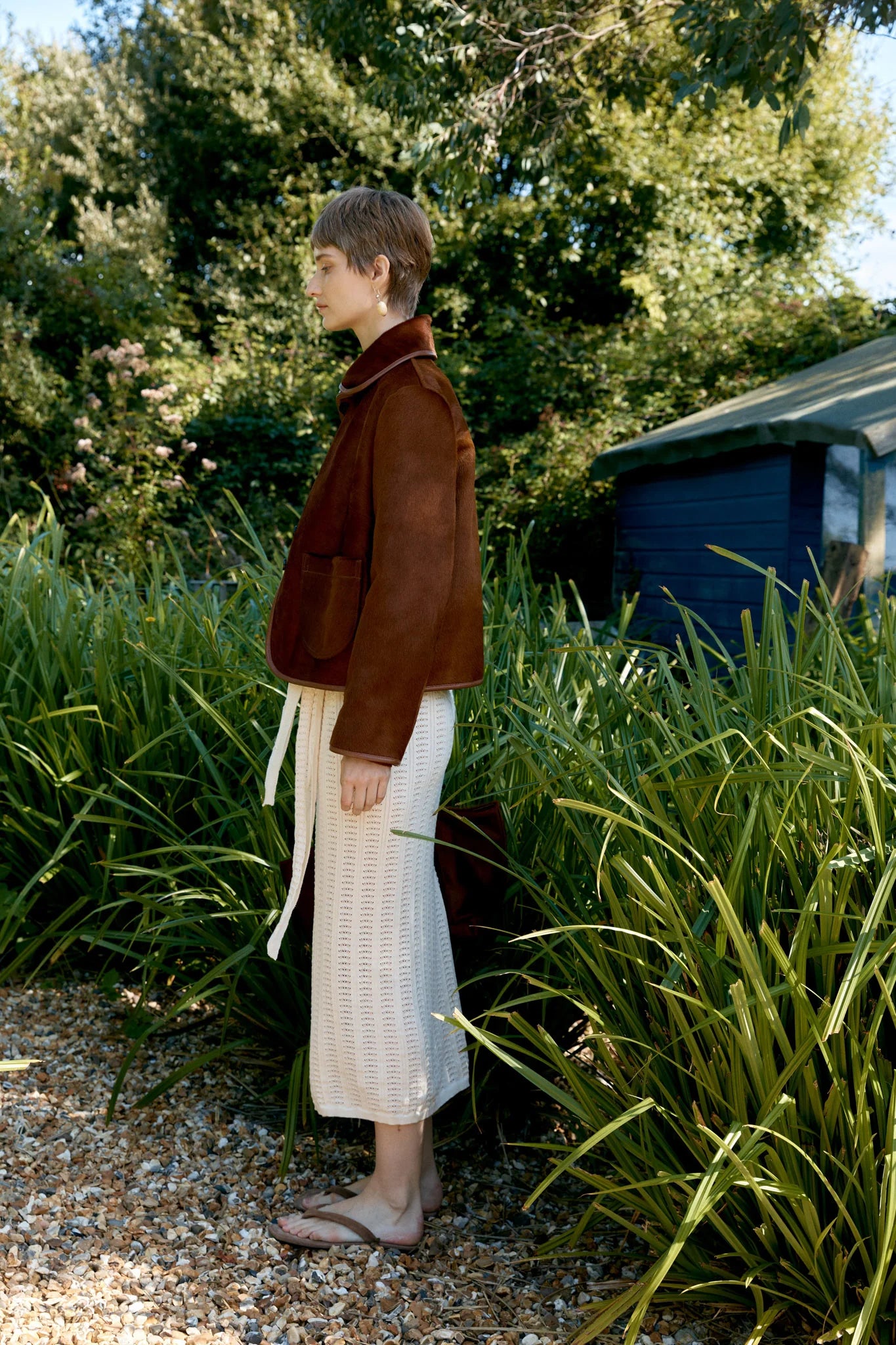 Hair on Hide Leather Ada Jacket in Chestnut
