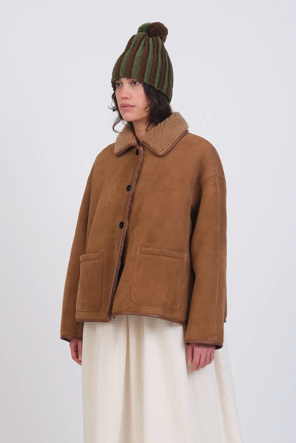Suede Back Curly Hair Sheepskin Avis Jacket in Tan – Recital Suede Back Curly Hair Sheepskin Avis Jacket in Tan – Recital