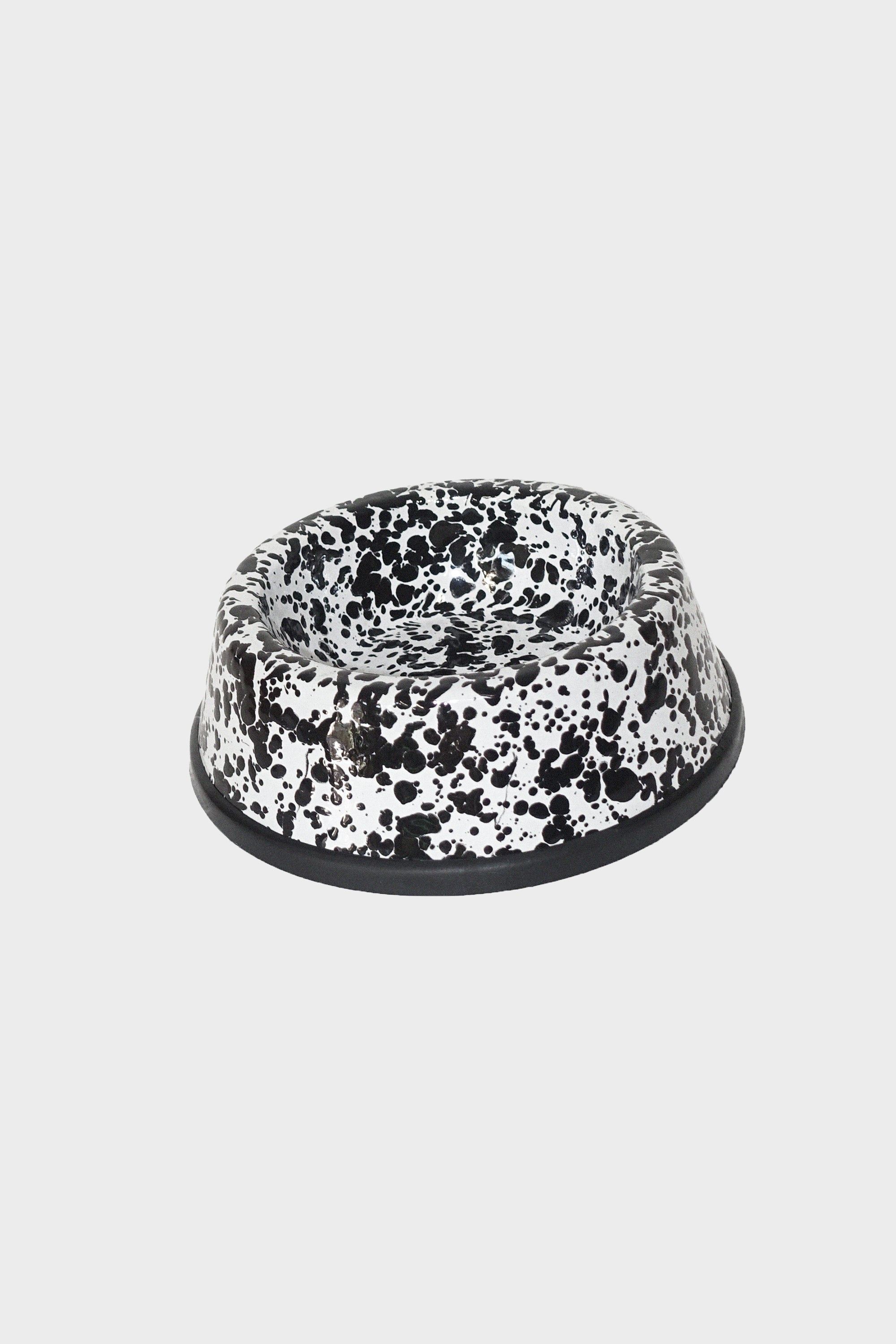 Small Pet Bowl in Black Splatter Enamelware