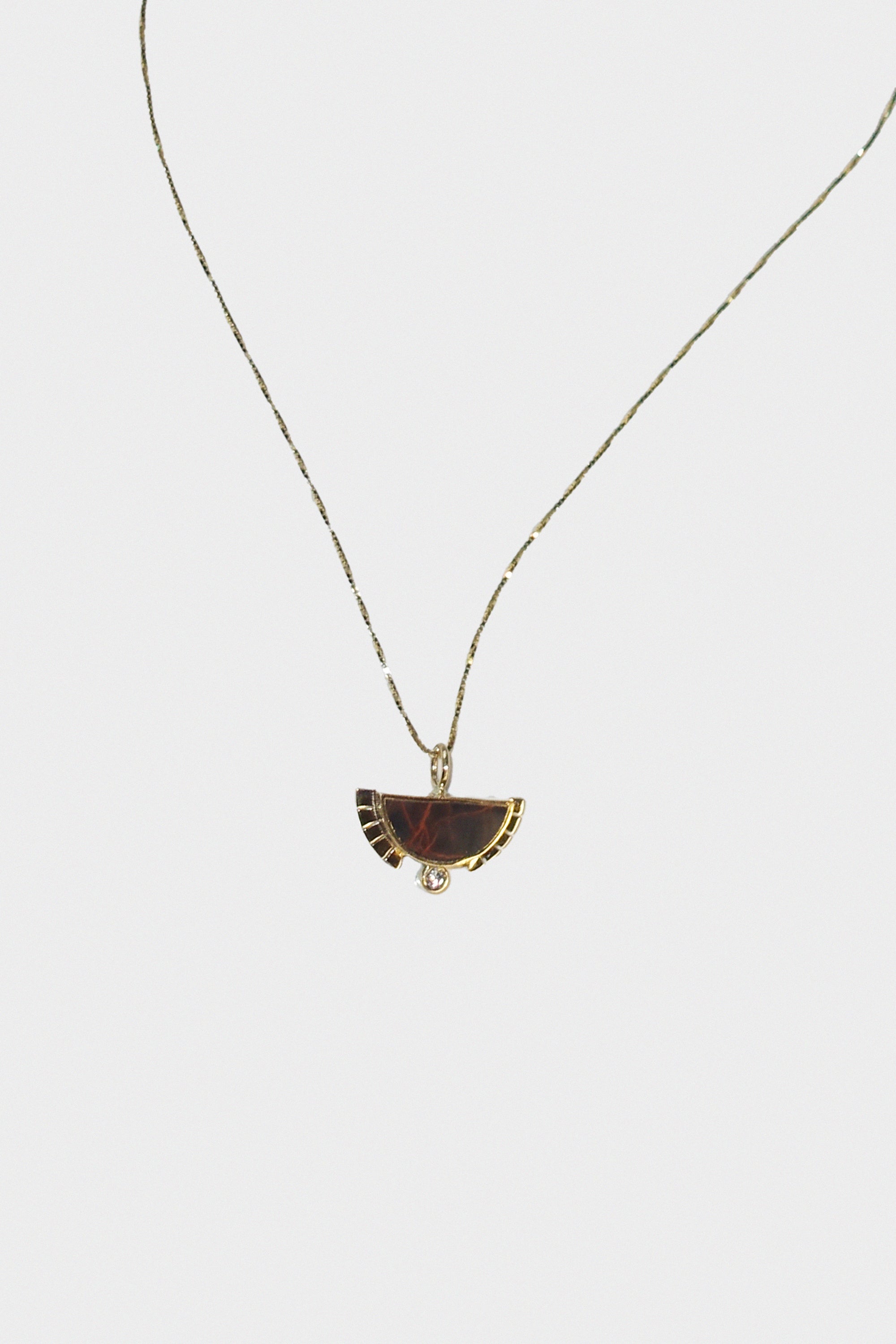 Rising Sol Necklace in 14k Yellow Gold & Mahogany Obsidian