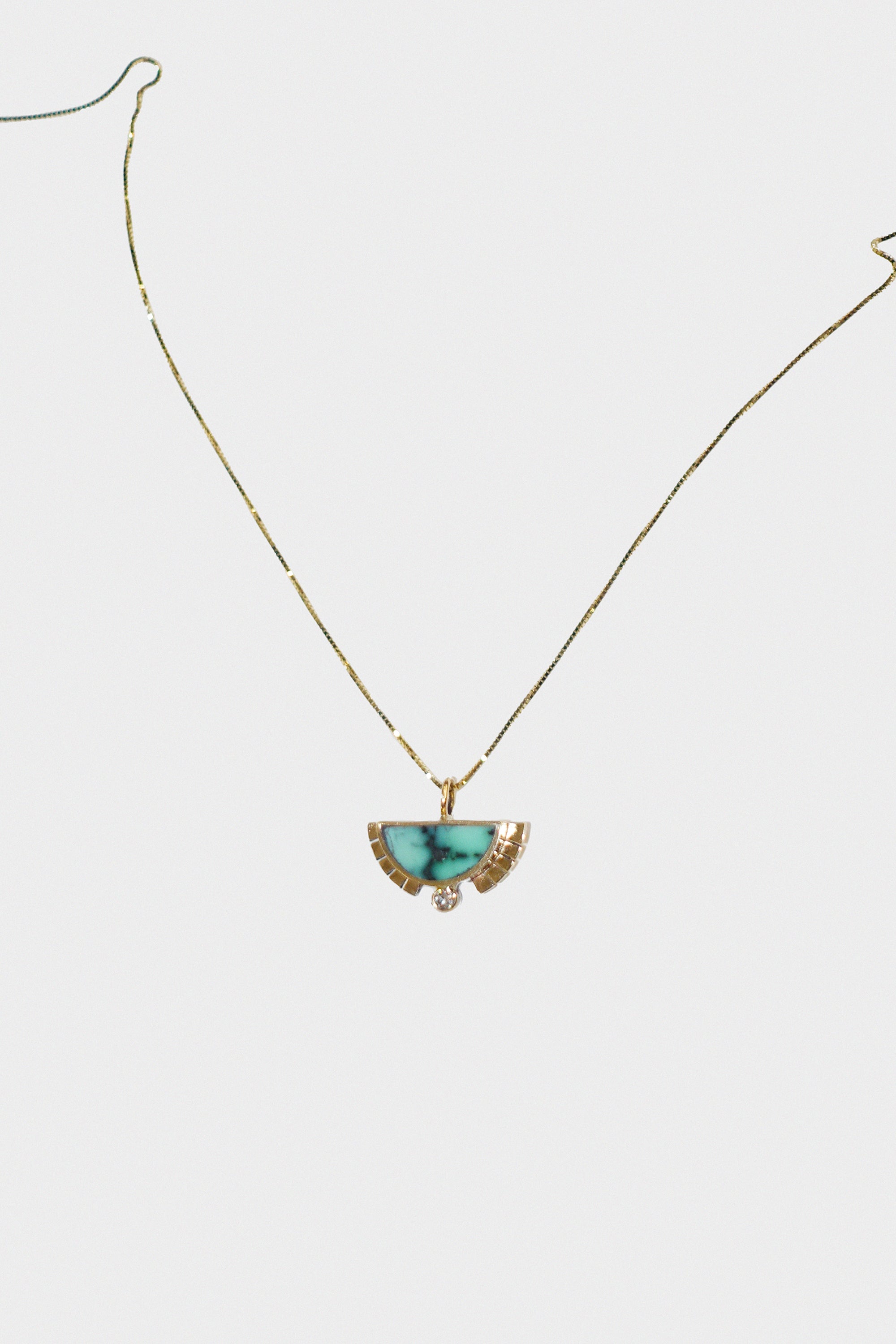 Rising Sol Necklace in 14k Yellow Gold & Angel Wing Variscite