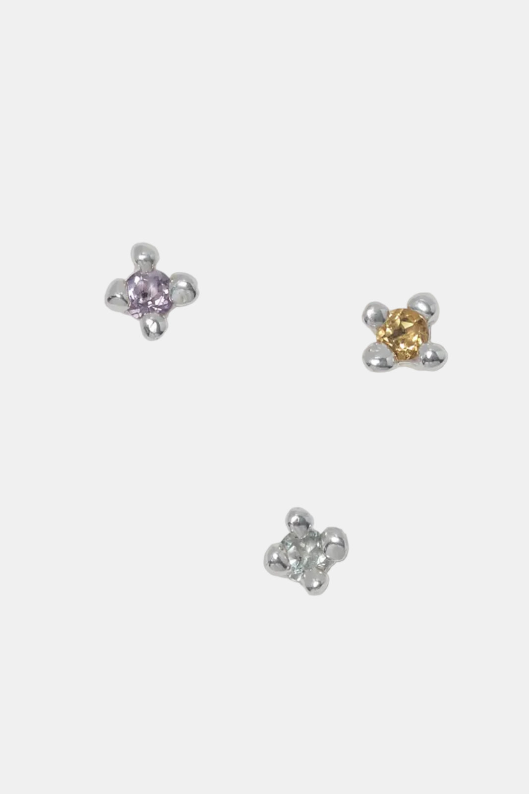 Dotto Stud in Sterling Silver & Pink Amethyst