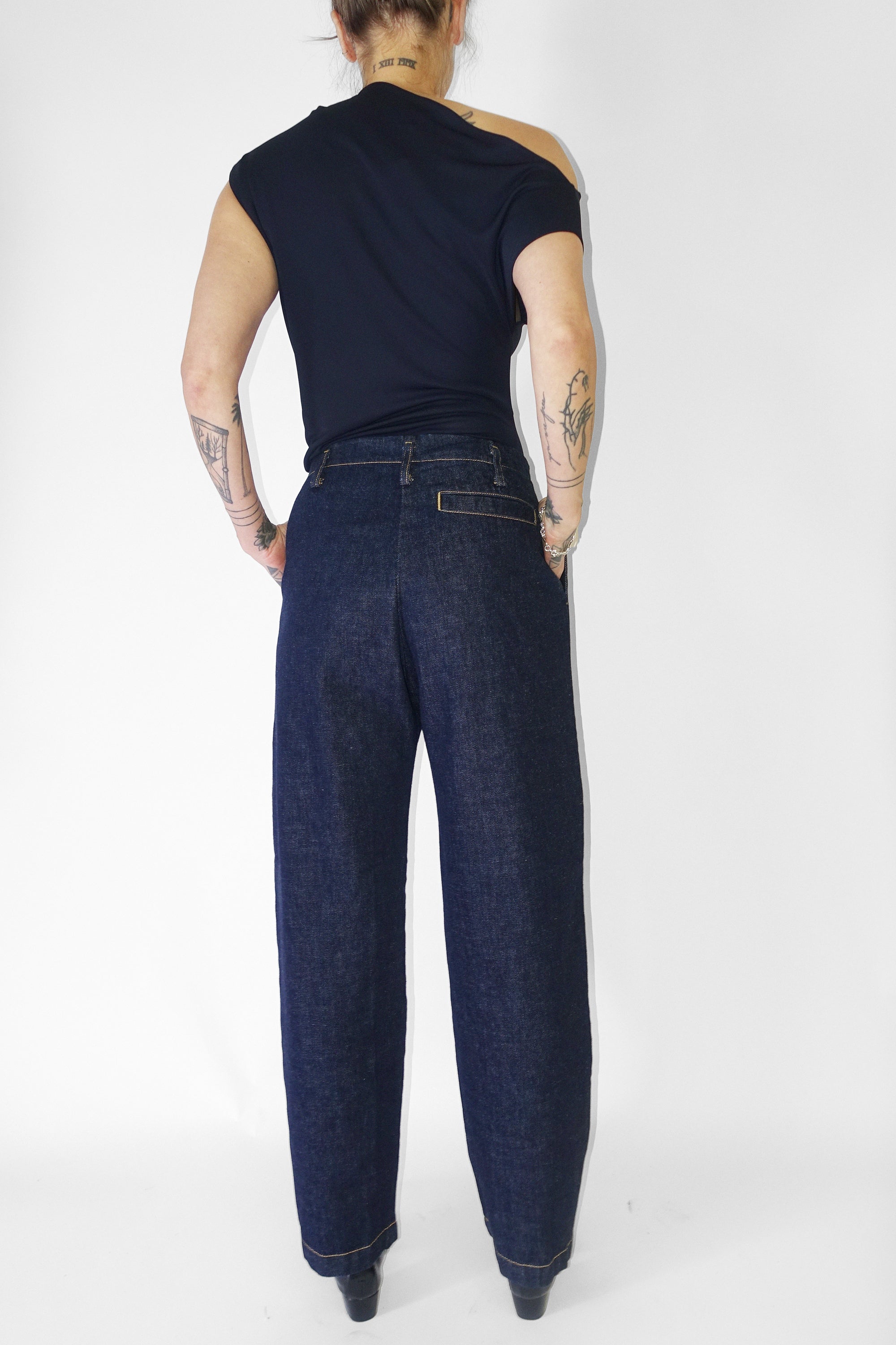 Hurst Pant in Raw Wash Mission Denim by Rachel Comey