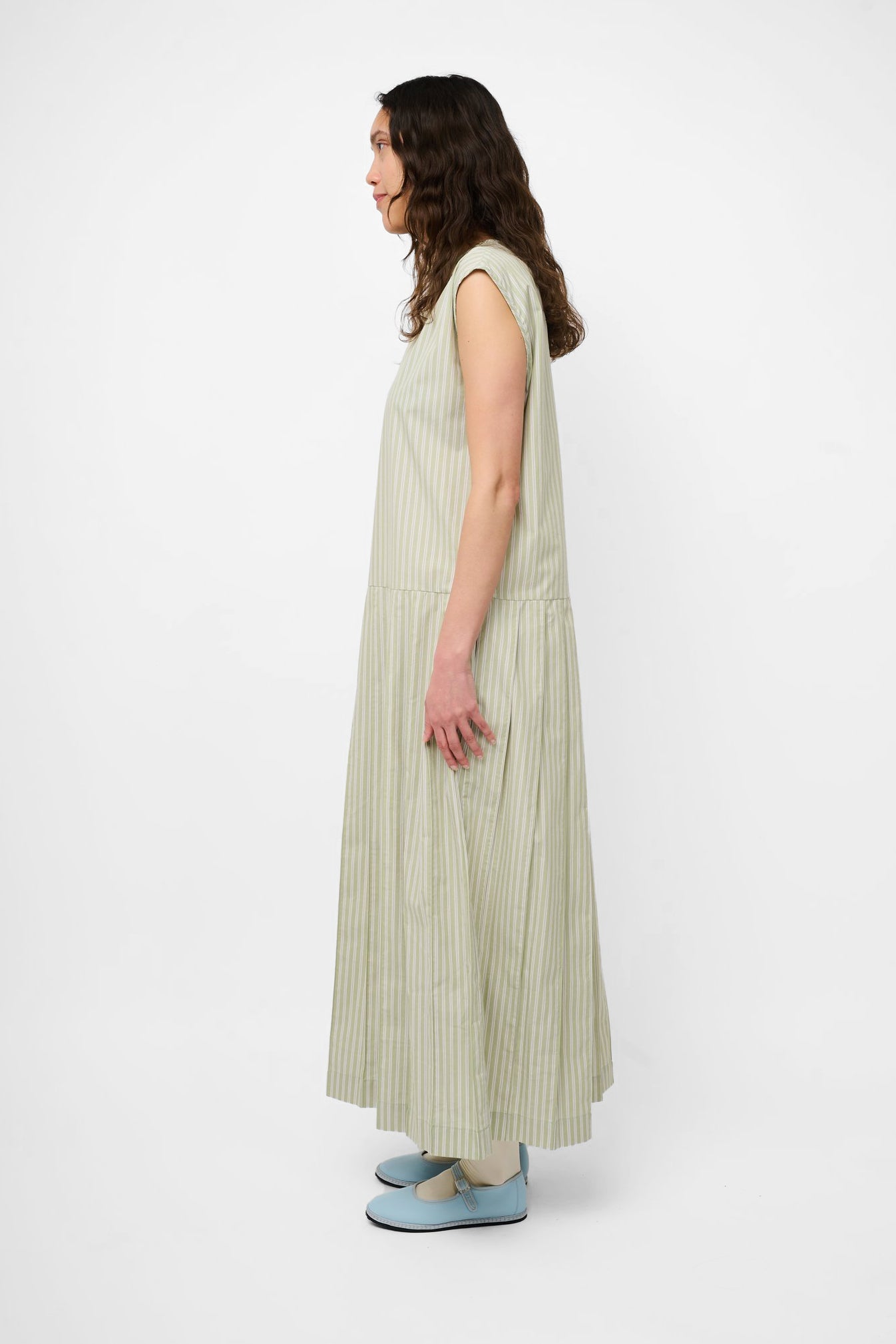 Isabella Dress in Mint & Ecru BY CAWLEY