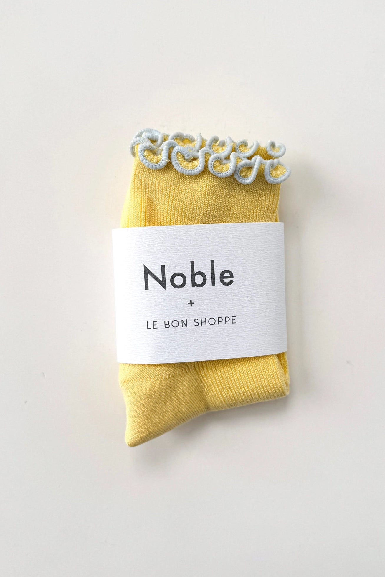 Petite Ruffled Modal Socks in Butter & Baby Blue