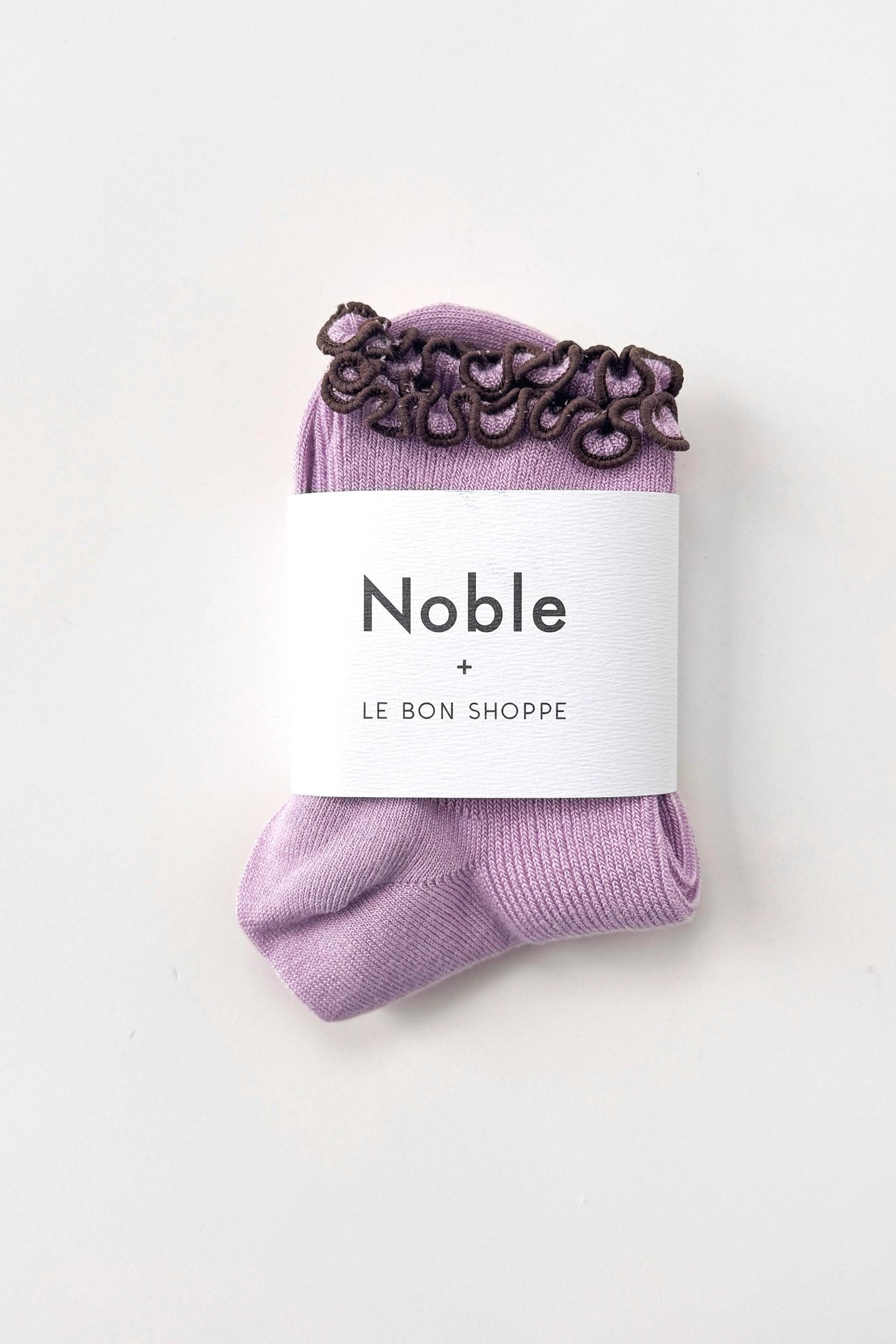 Petite Ruffled Modal Socks in Lilac & Brown