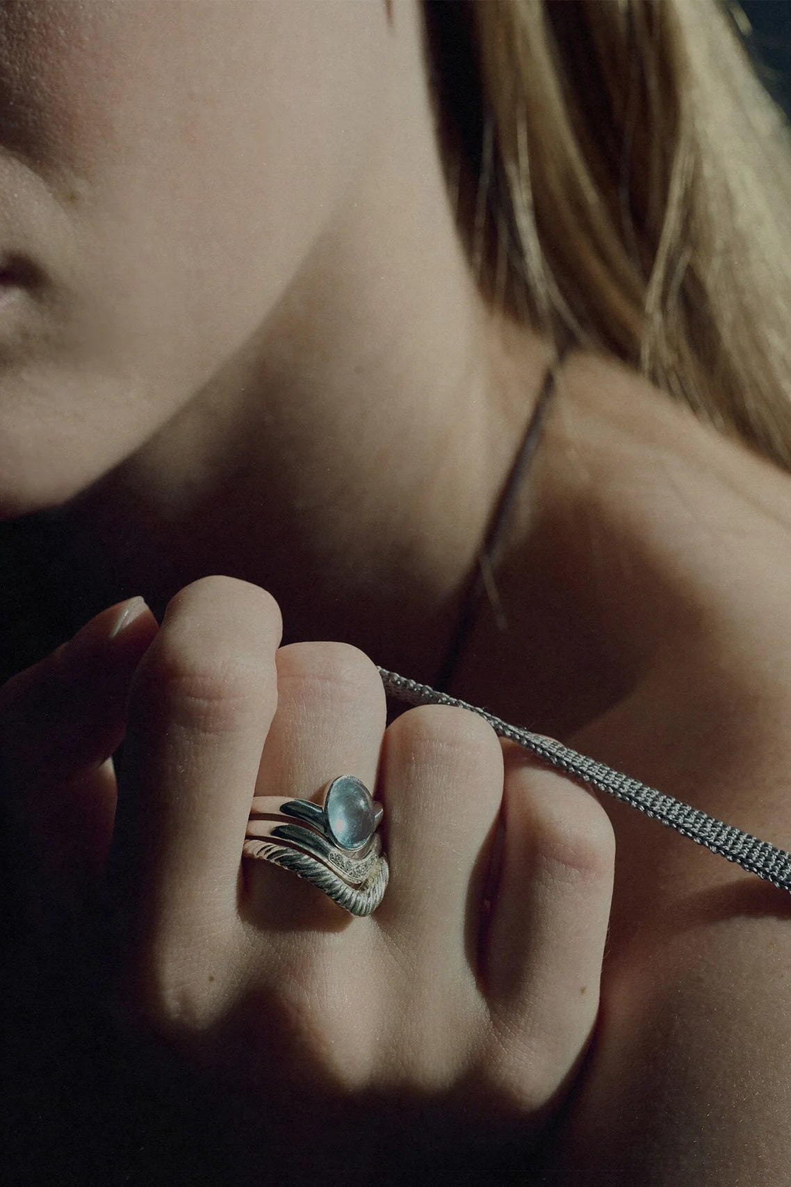 Horizon Ring in Sterling Silver & Aquamarine