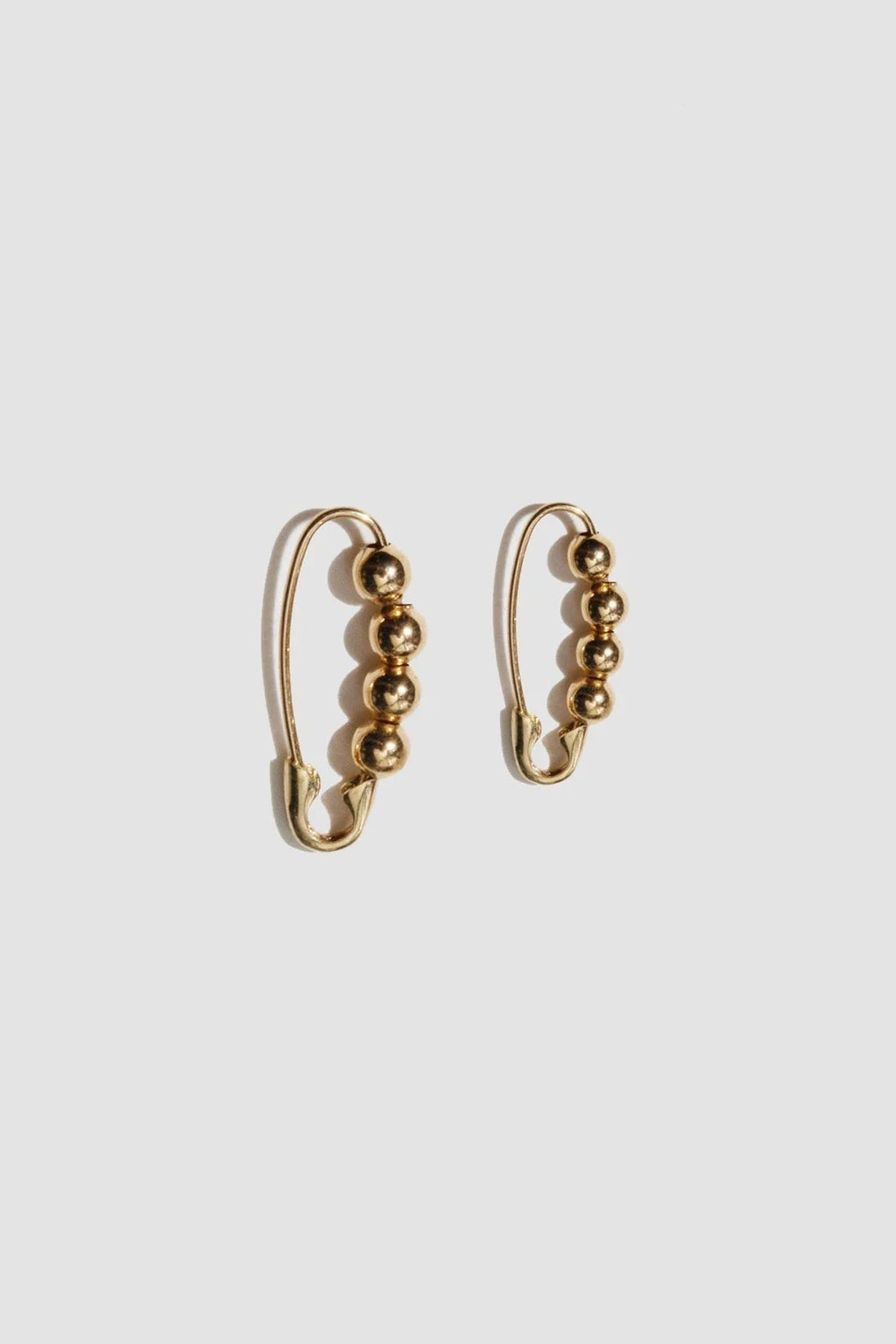 Mini Friendship Bead Safety Pin Earring in 14k Yellow Gold