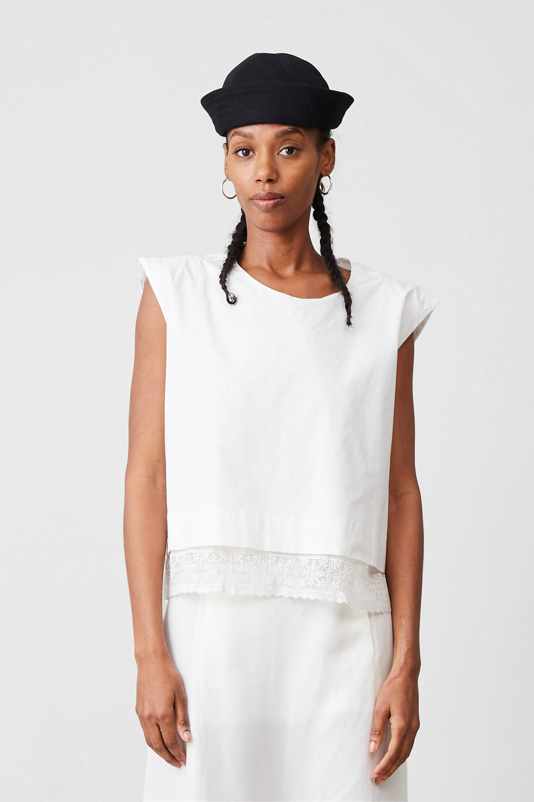 Lucy Top in White Poplin Lace by Caron Callahan