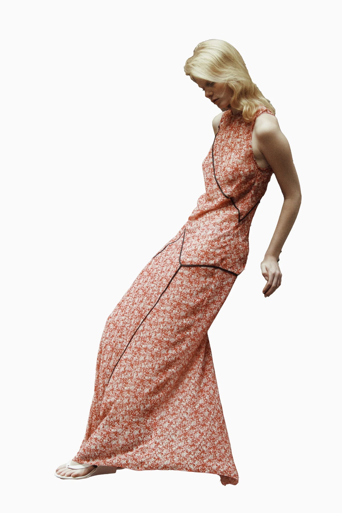 Paneled Maxi Bias Dress in Poppy Floral Chiffon – Recital