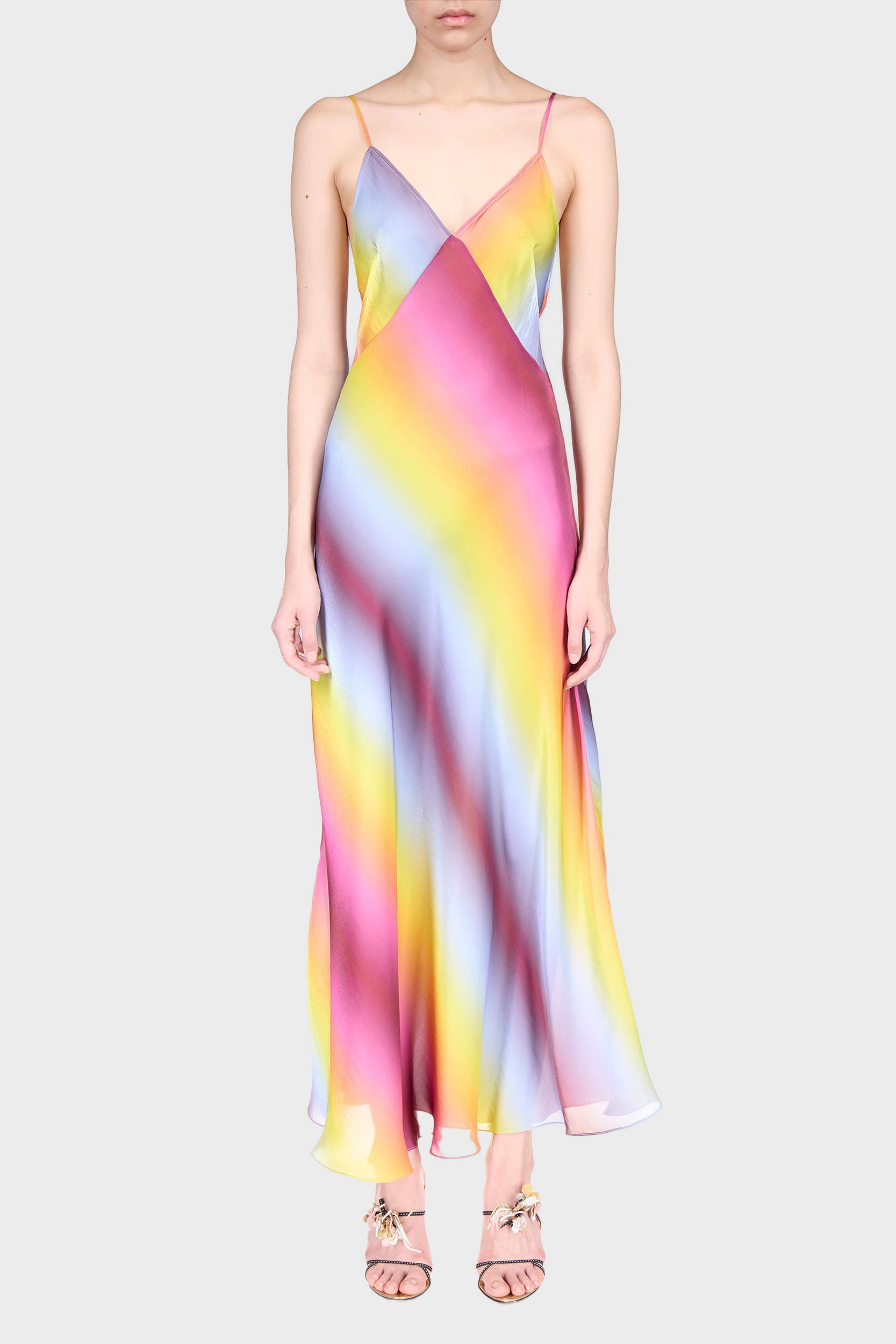 Maxi Slip Dress in Rainbow by Priscavera