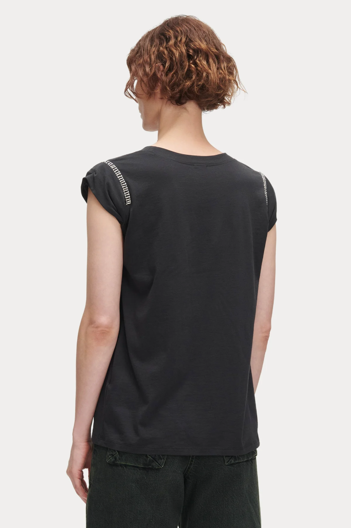 Miles Tee in Black Crochet Jersey by Rachel Comey