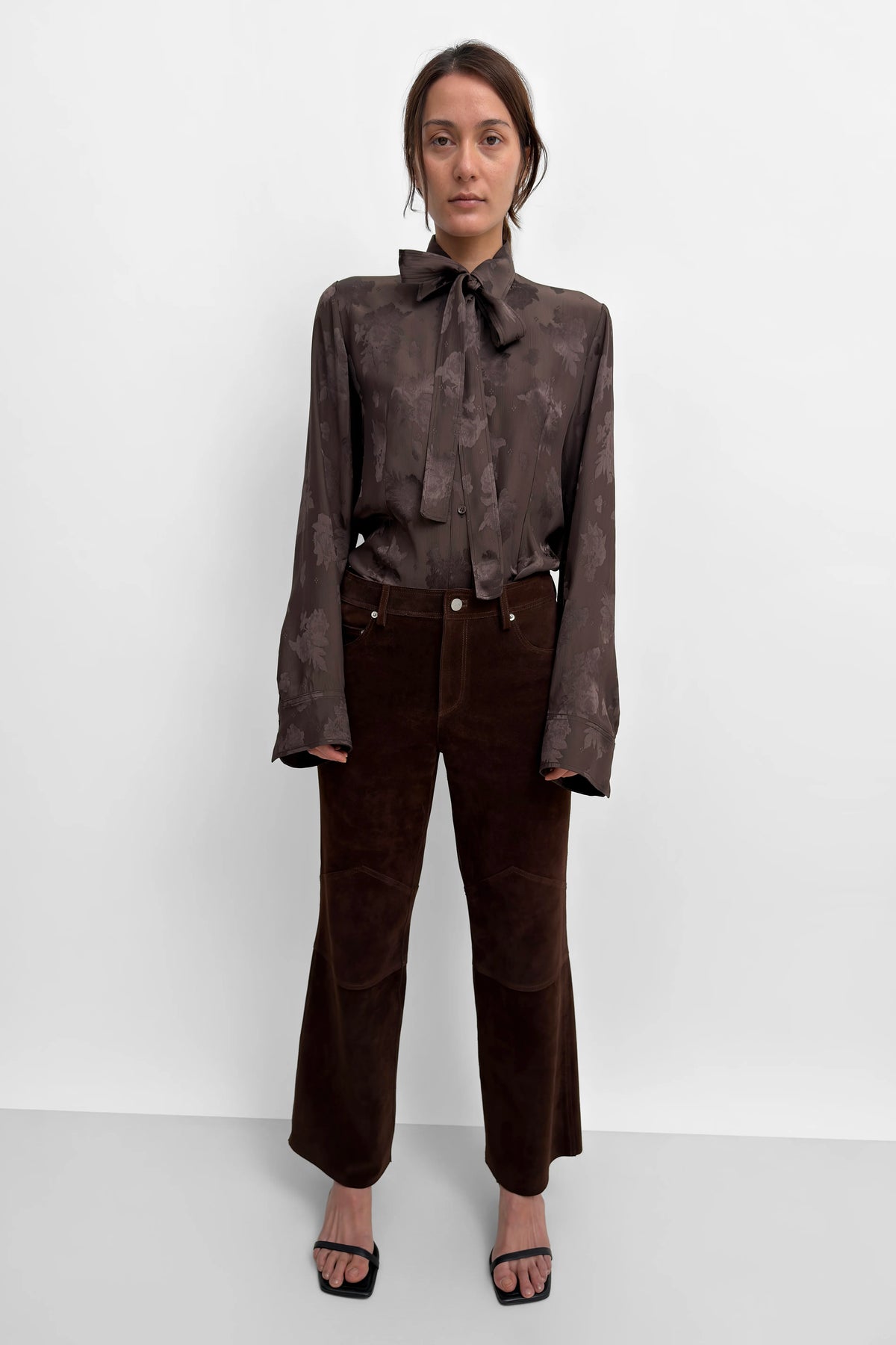 Joon Suede Kickflare Pant in Dark Coffee