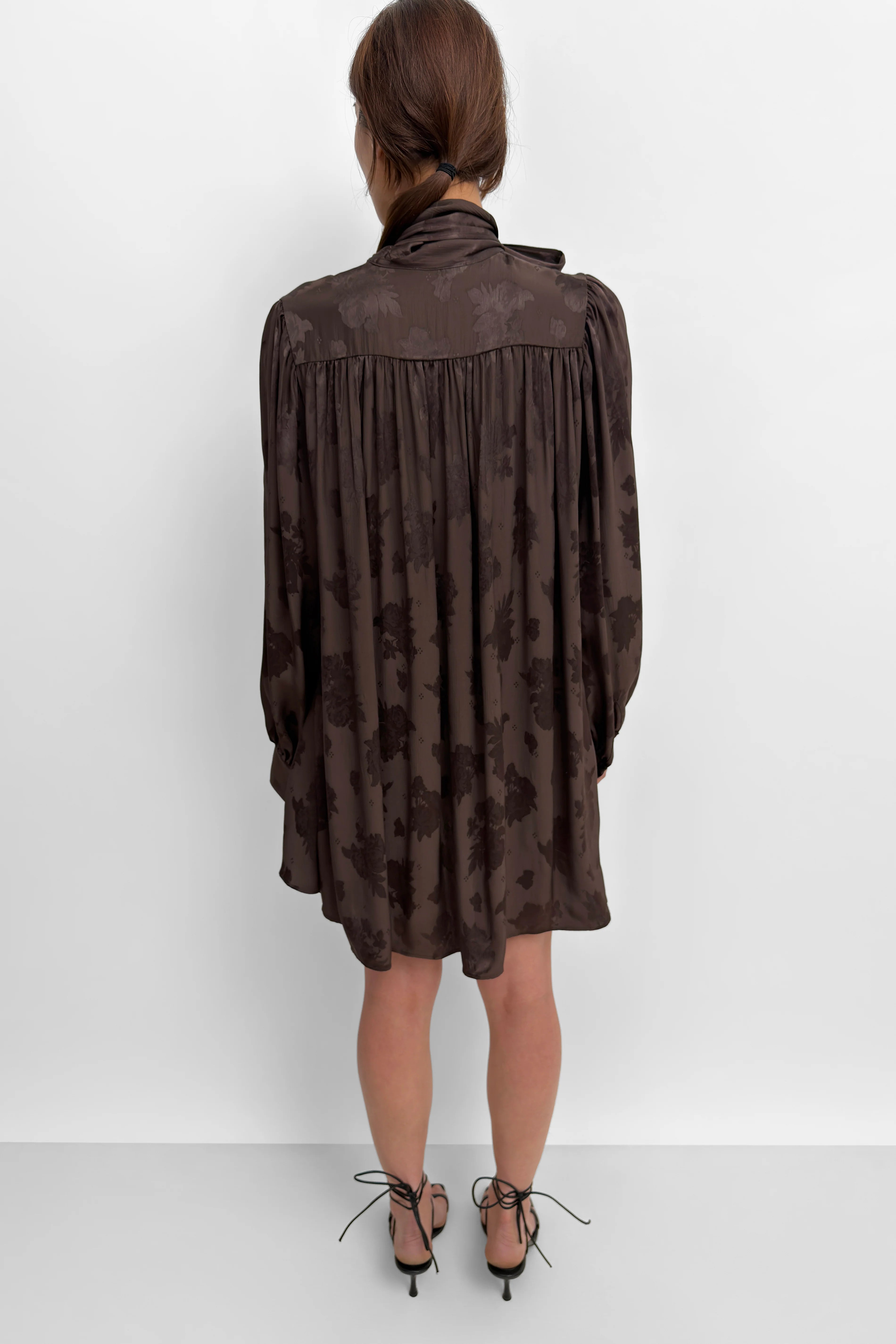 Nayou Mini Bow Tie Dress in Dark Coffee