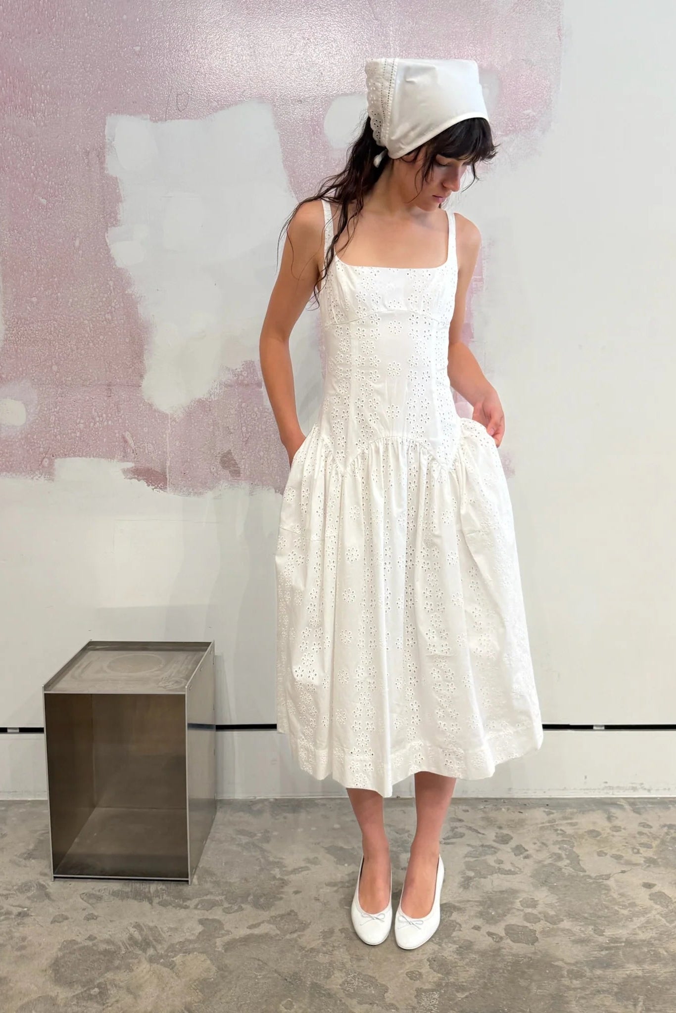 Cricket Dress in White Eyelet