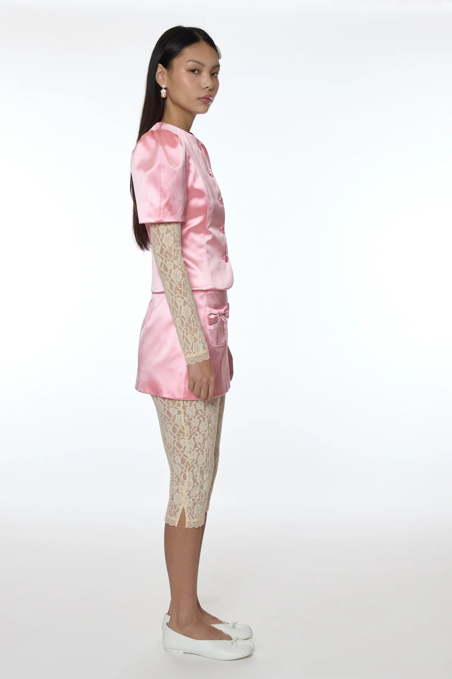 Plush Skirt in Pink Satin