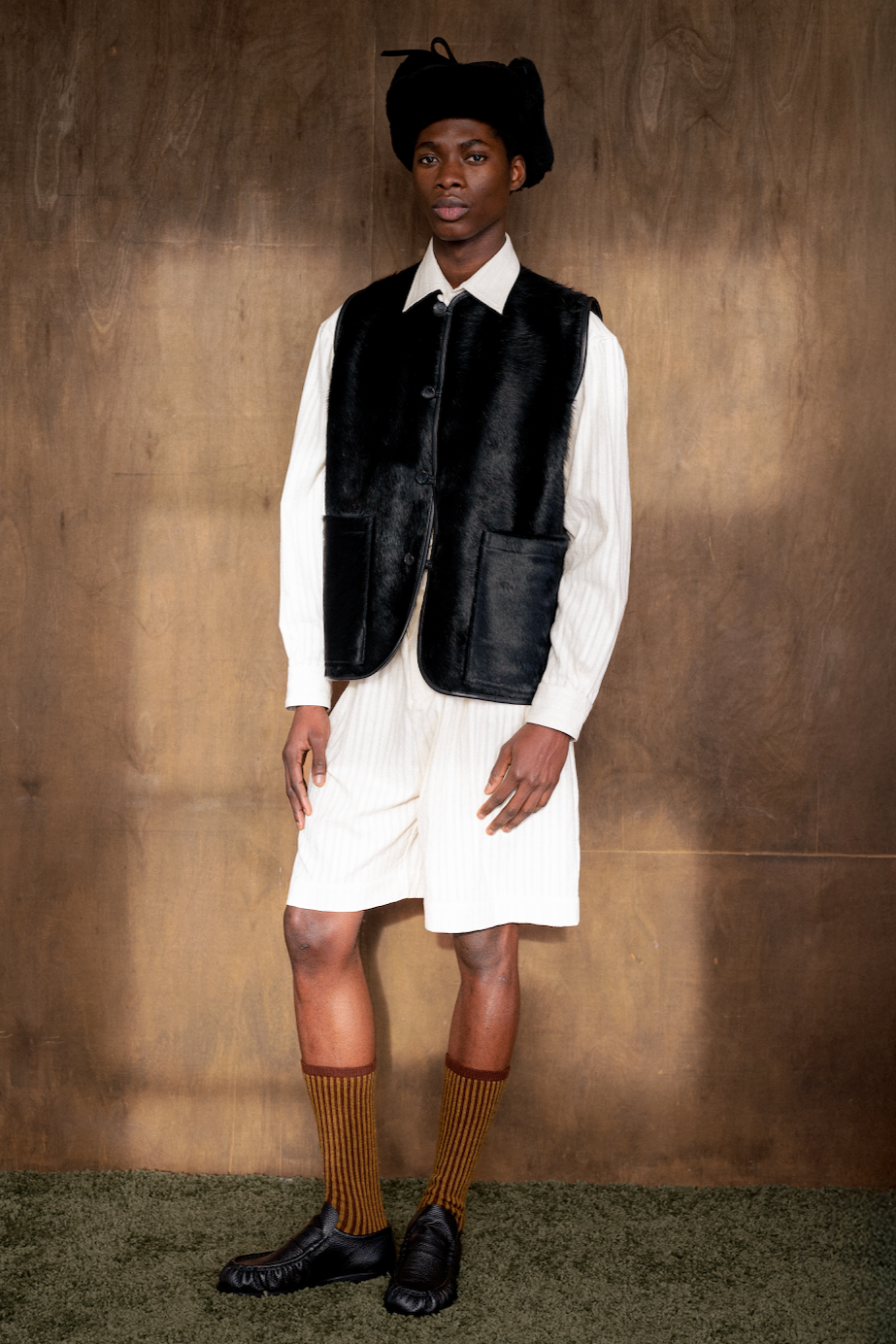 Hair on Leather Hide Ella Vest in Black