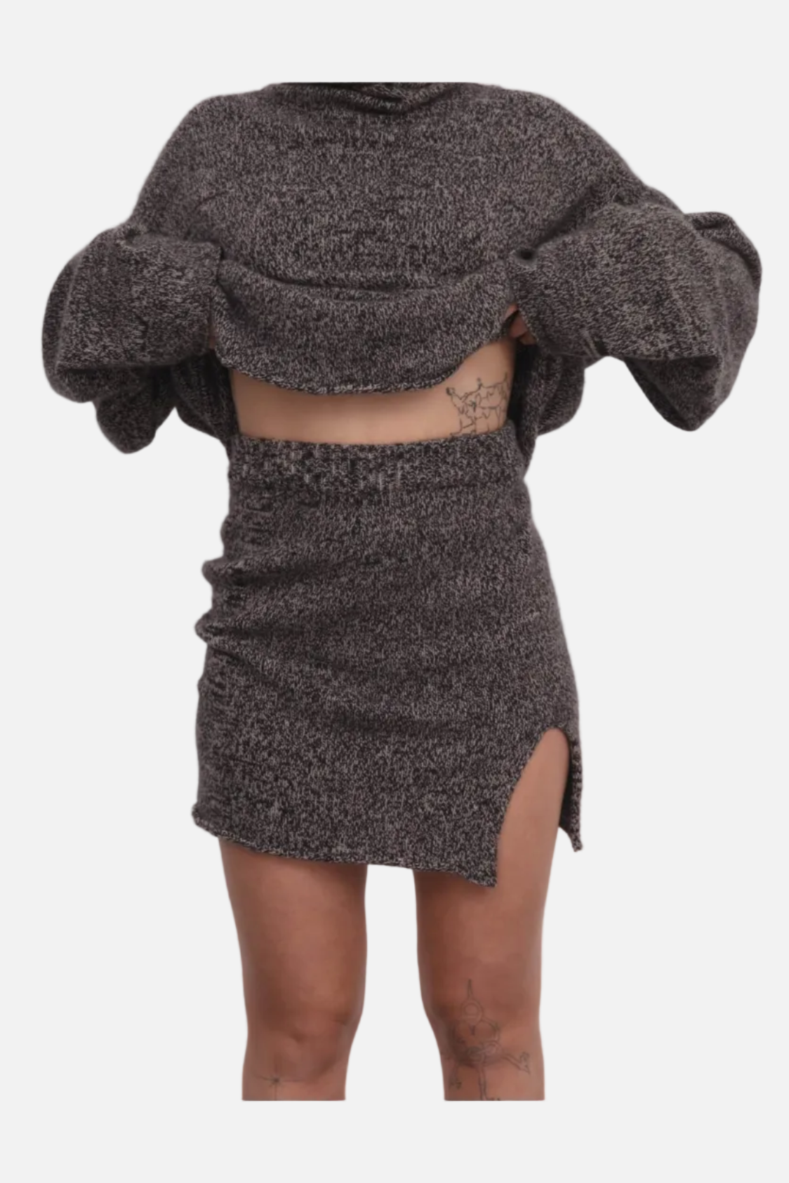 Kem Mini Skirt in Black & Camel Melange
