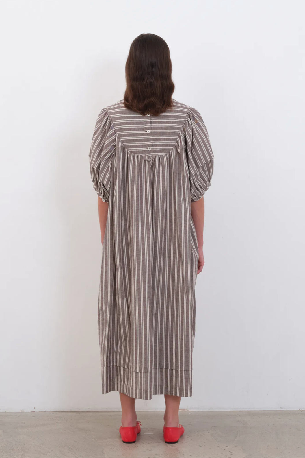 Romy Dress in Bark & Ecru