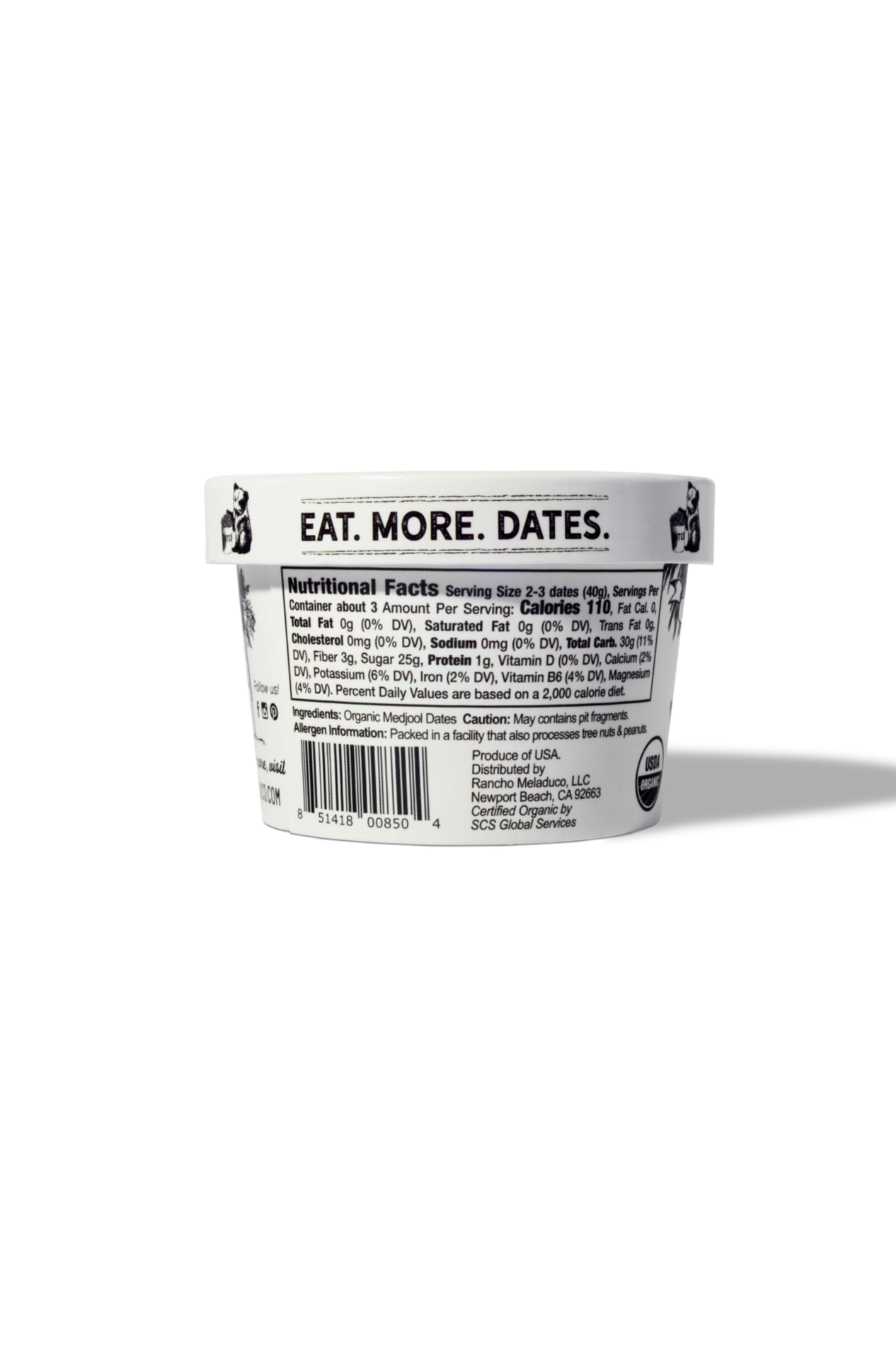 Little Mels Seedless Organic Medjool Dates : 4.5 oz Cup