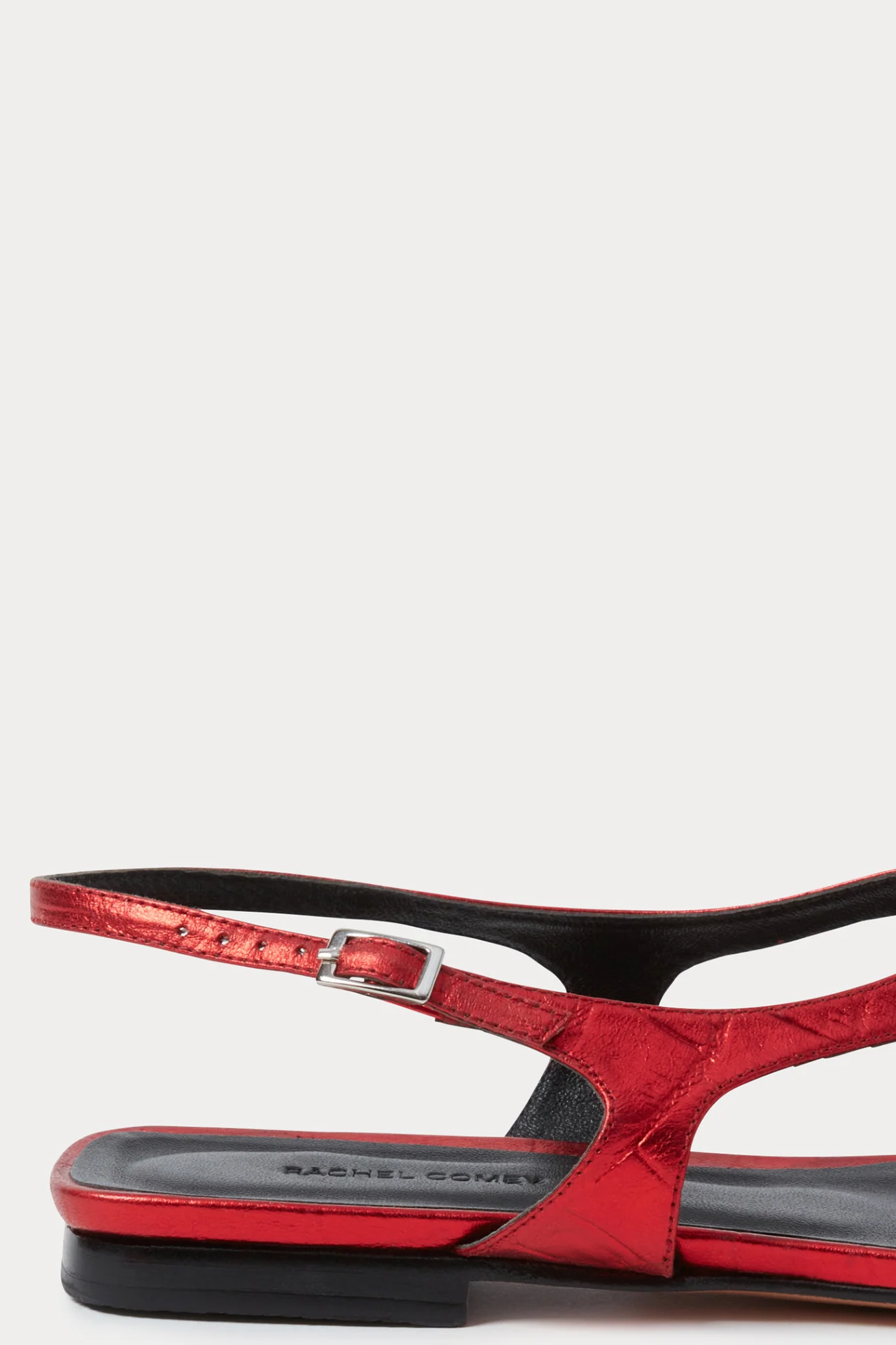 Mursell Flat in Red Croc Prt Leather