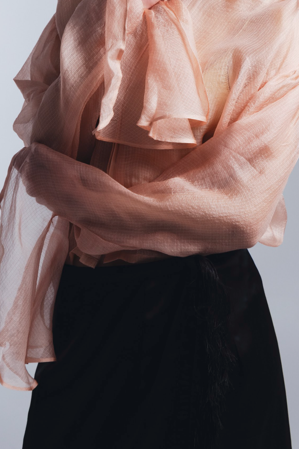 Silk Mashroo Fringe Wrap Skirt in Black