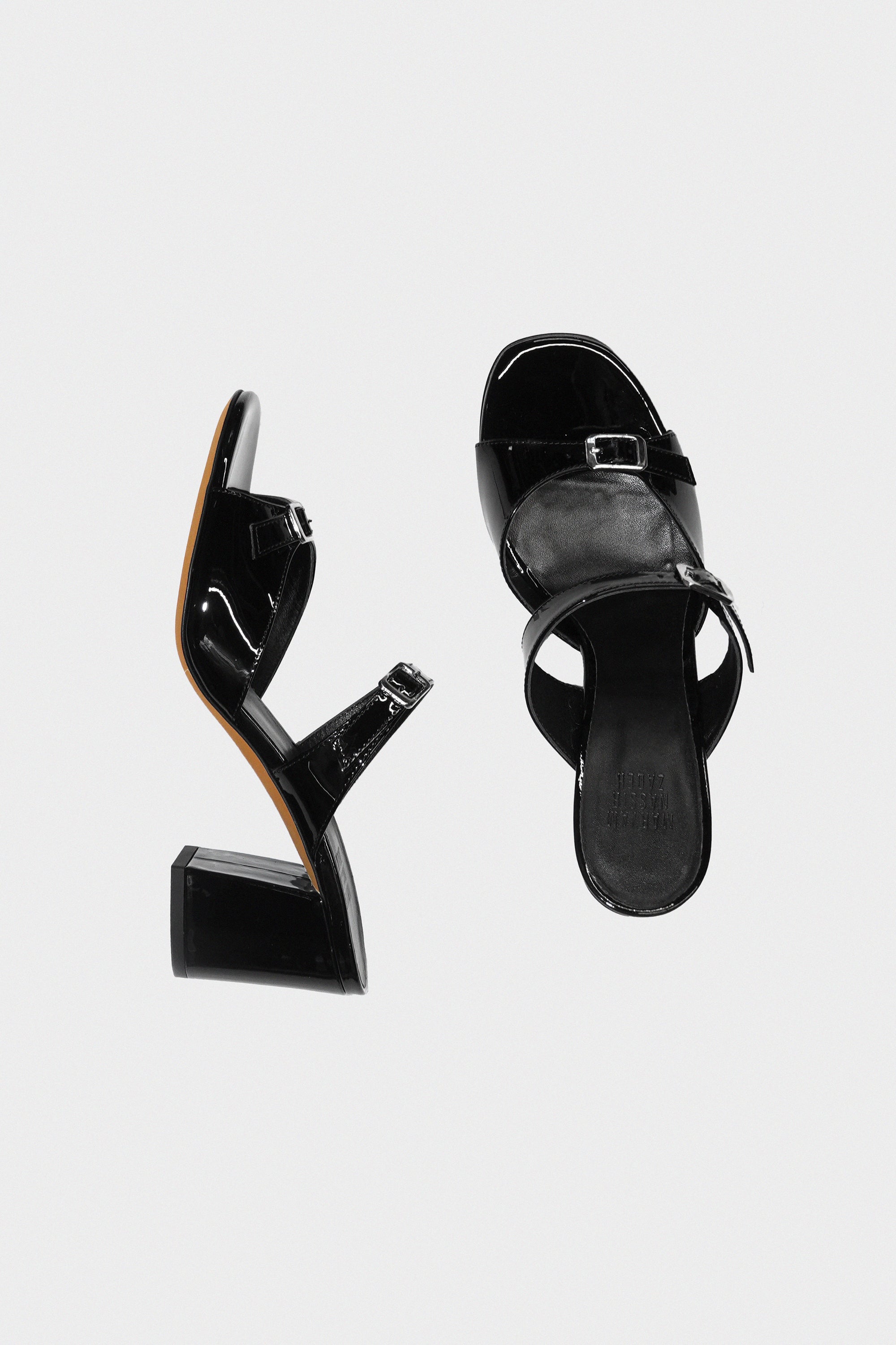 Una Sandal in Black Patent by Maryam Nassir Zadeh
