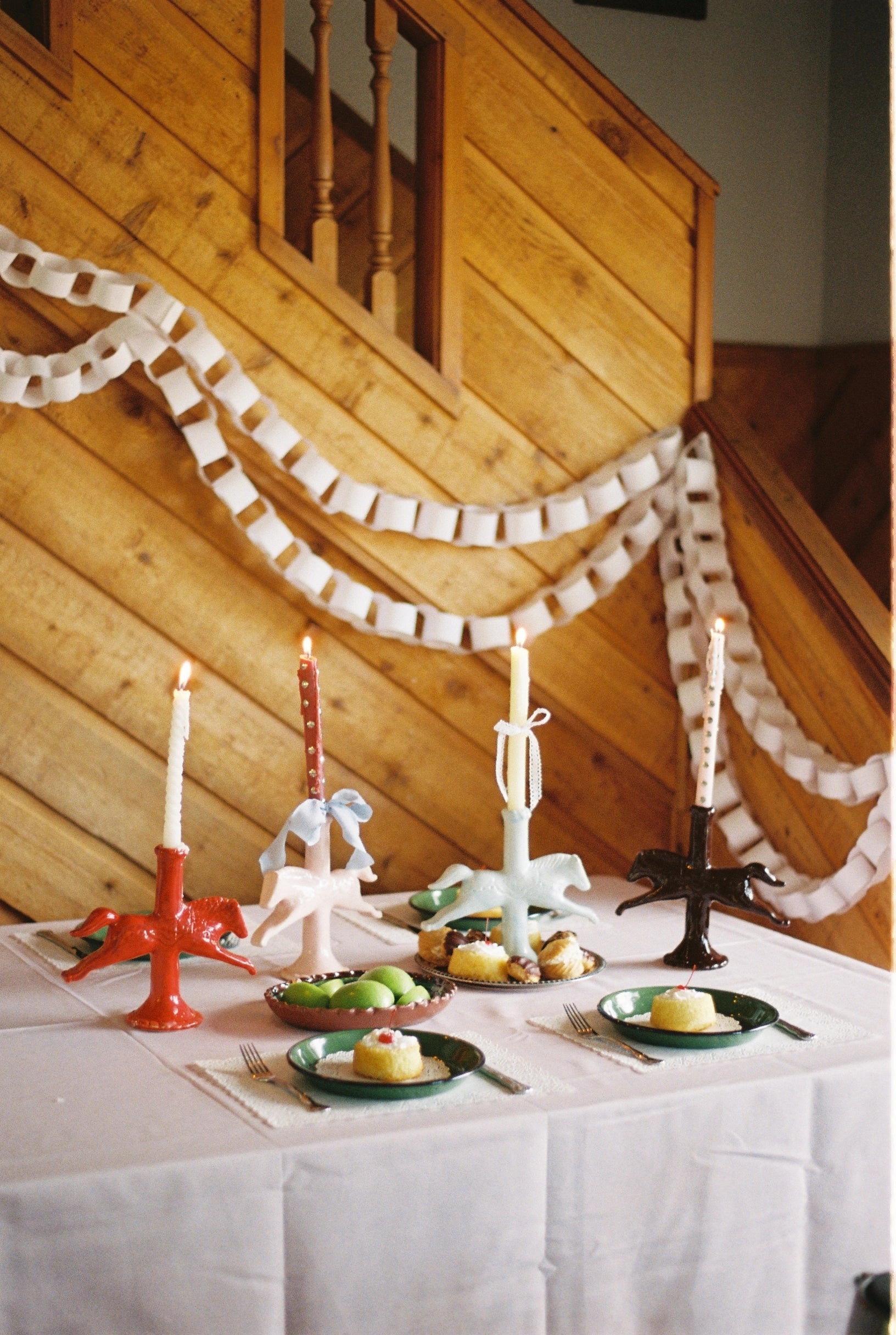 Dala Horse Candlestick Holder in Light Pink