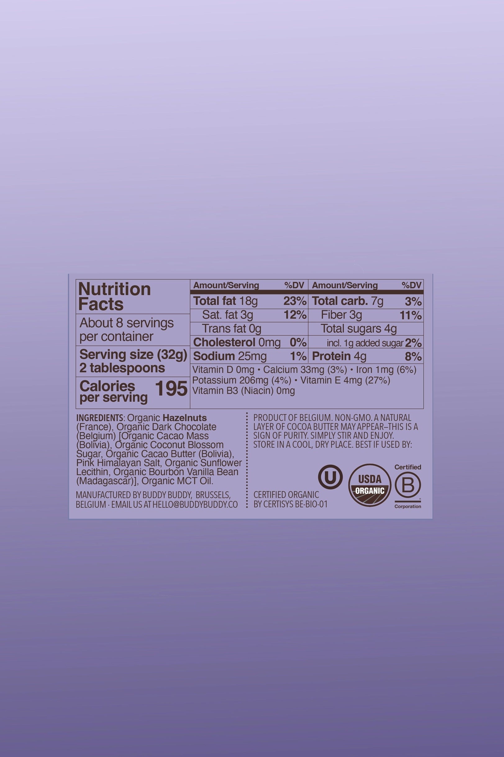 Organic Hazelnut Cacao Nut Butter