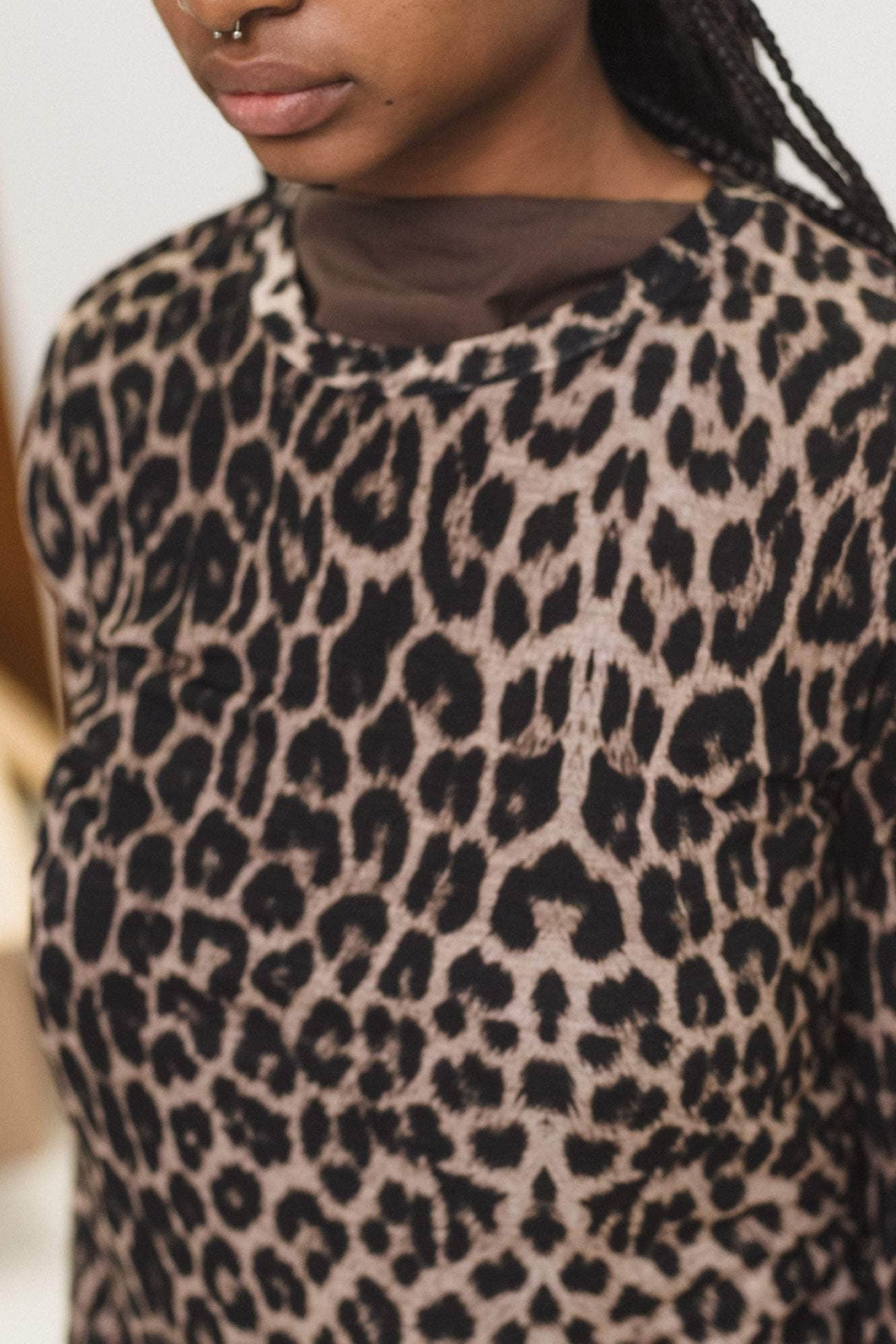 Long Sleeve Tee in Leopard Bamboo Lyocell