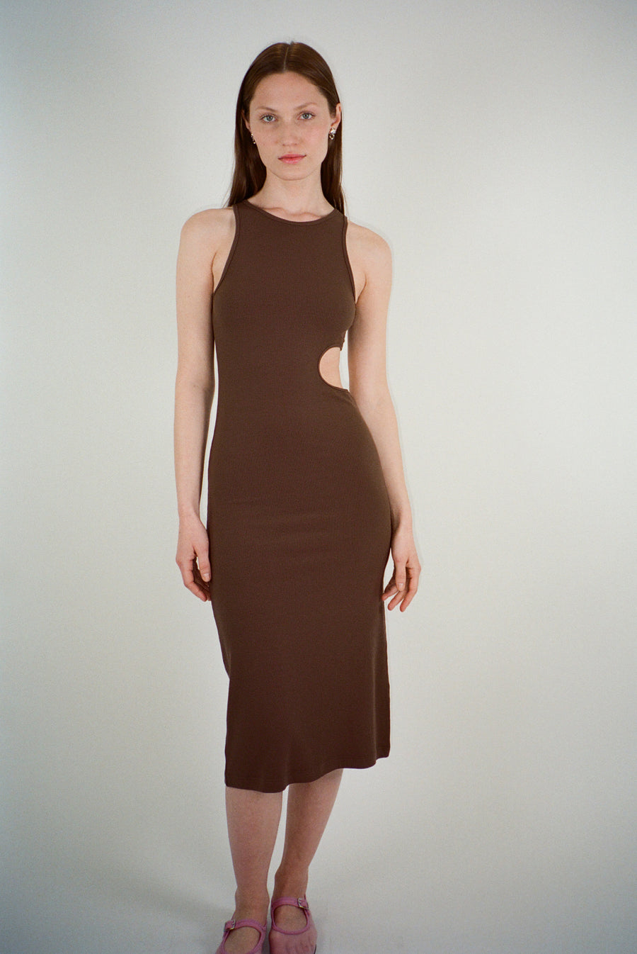 Slight Tank Dress in Cocoa by Sandy Liang