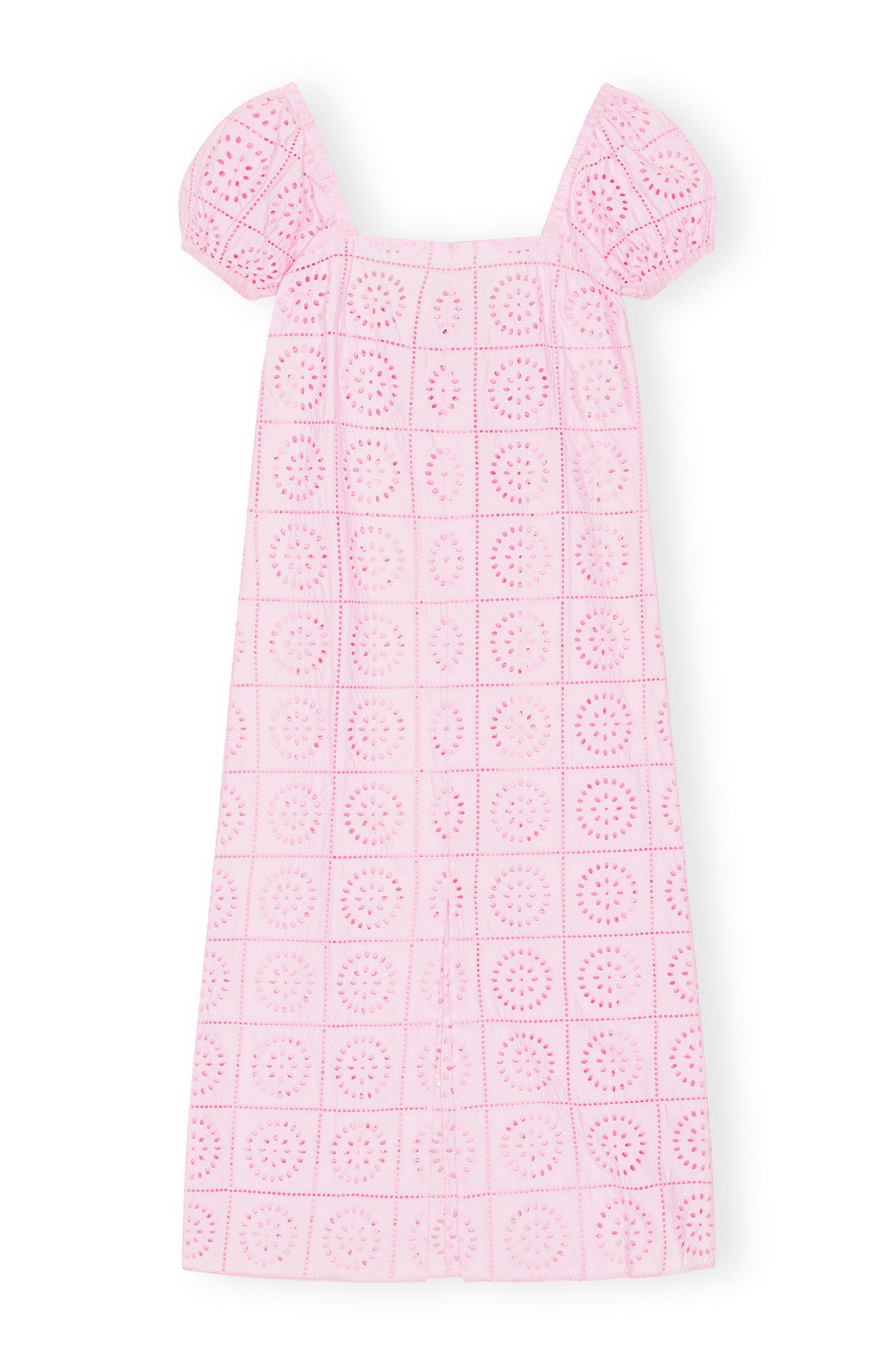 Broderie Anglaise Midi Dress in Tulle Pink