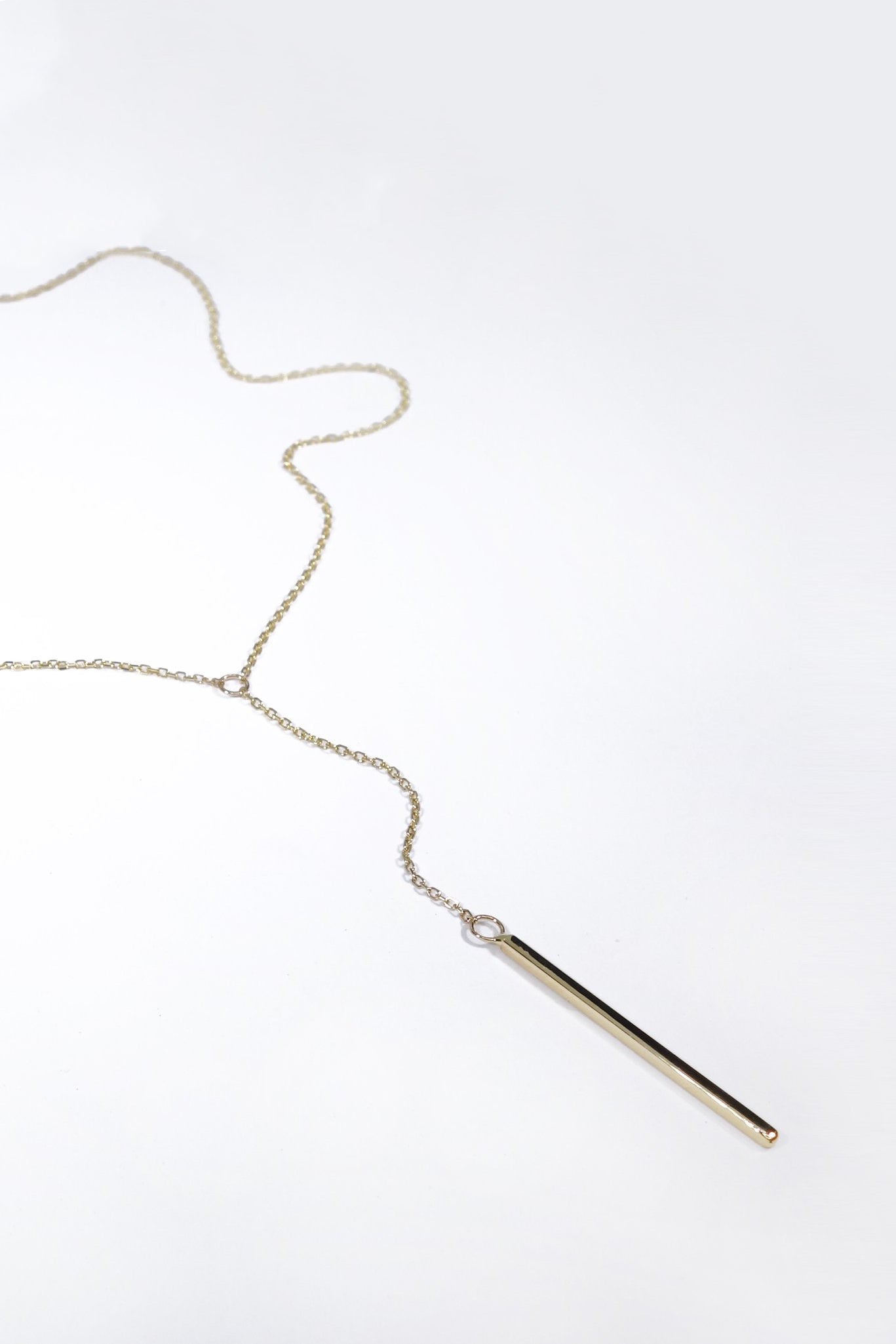 Linear Y Necklace in 14k Recycled Gold