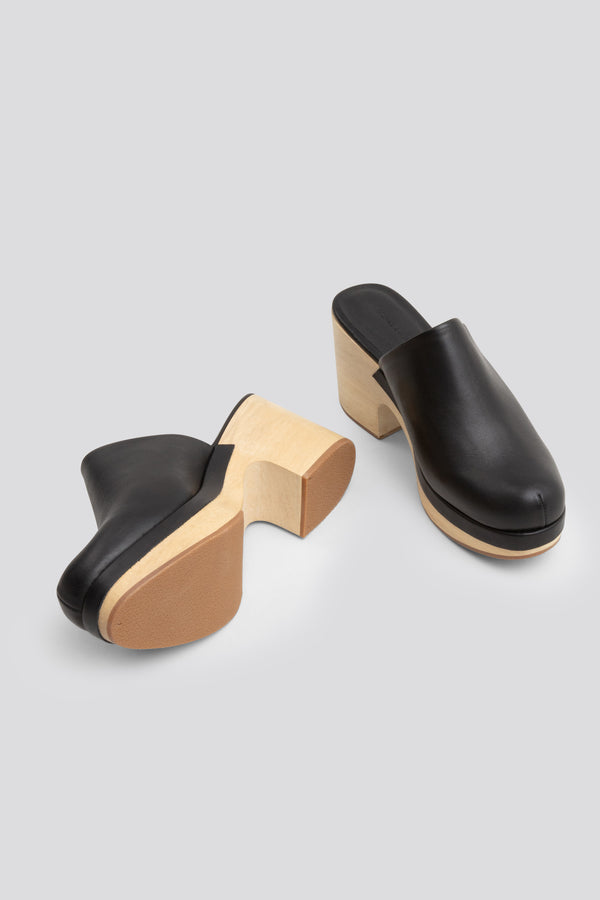 Bose Clog in Black Vachetta Leather by Rachel Comey