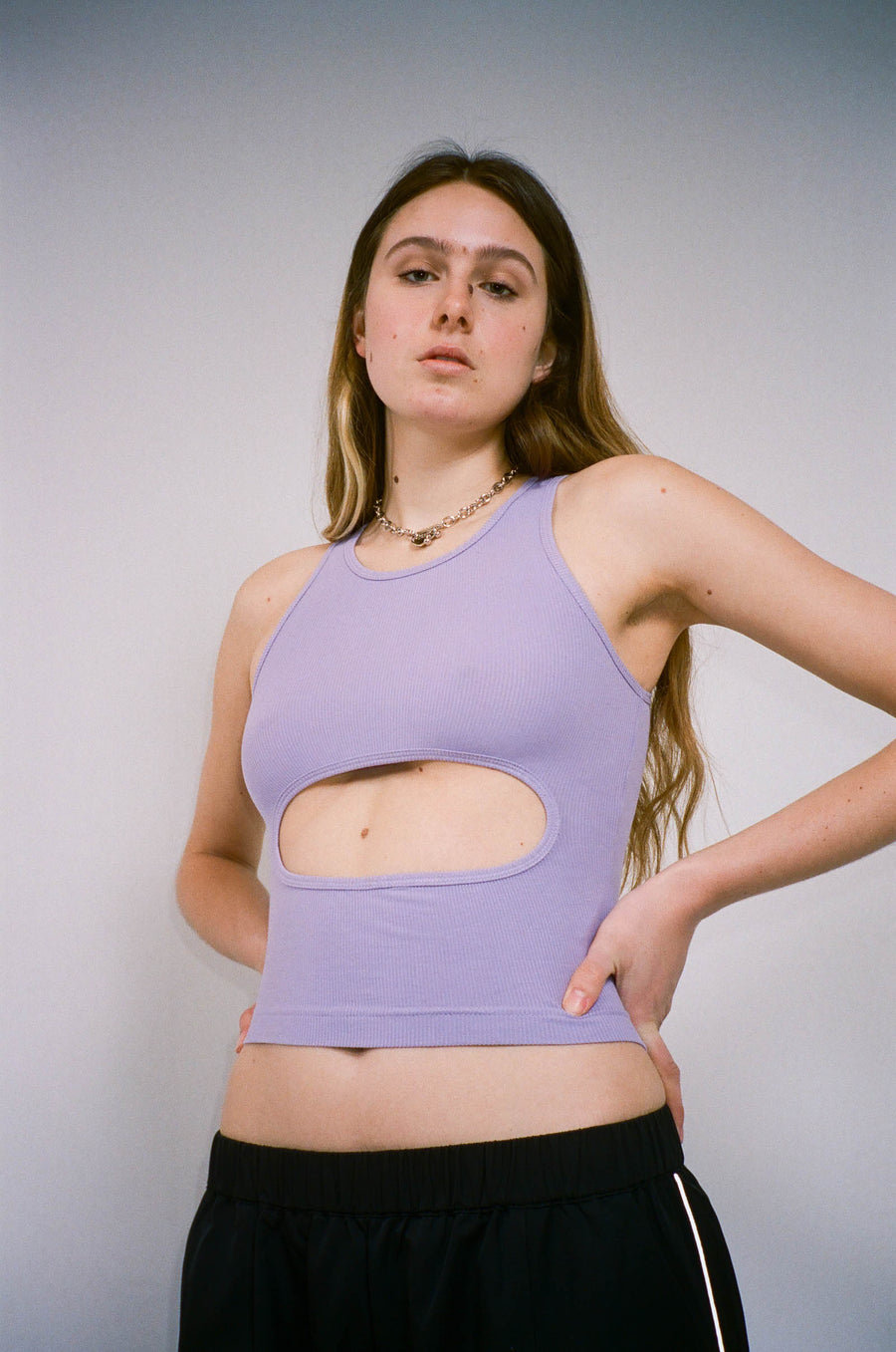 Riblet Tank in Lilac by Sandy Liang